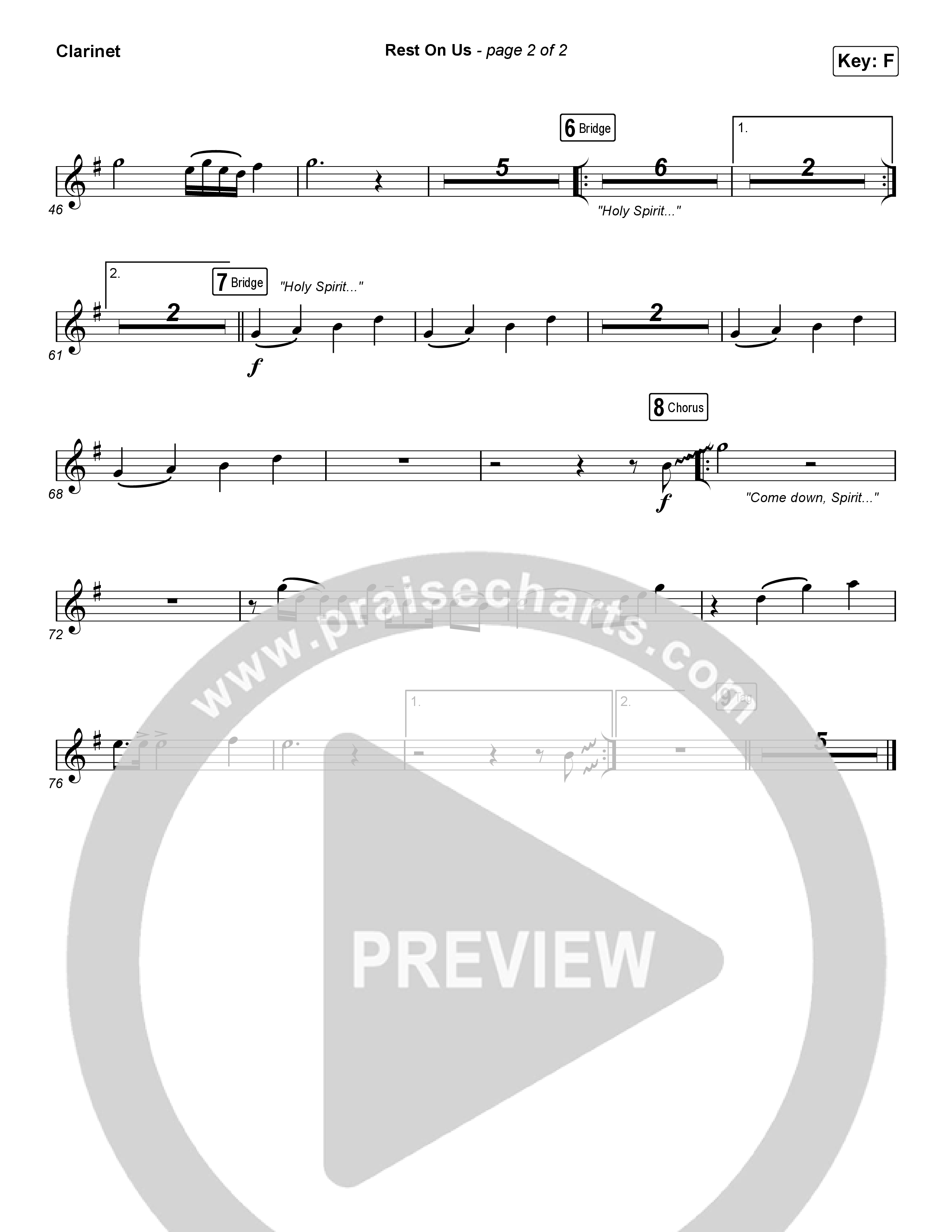 Rest On Us (Worship Choir/SAB) Clarinet (Maverick City Music / UPPERROOM / Brandon Lake / Eniola Abioye / Arr. Luke Gambill)