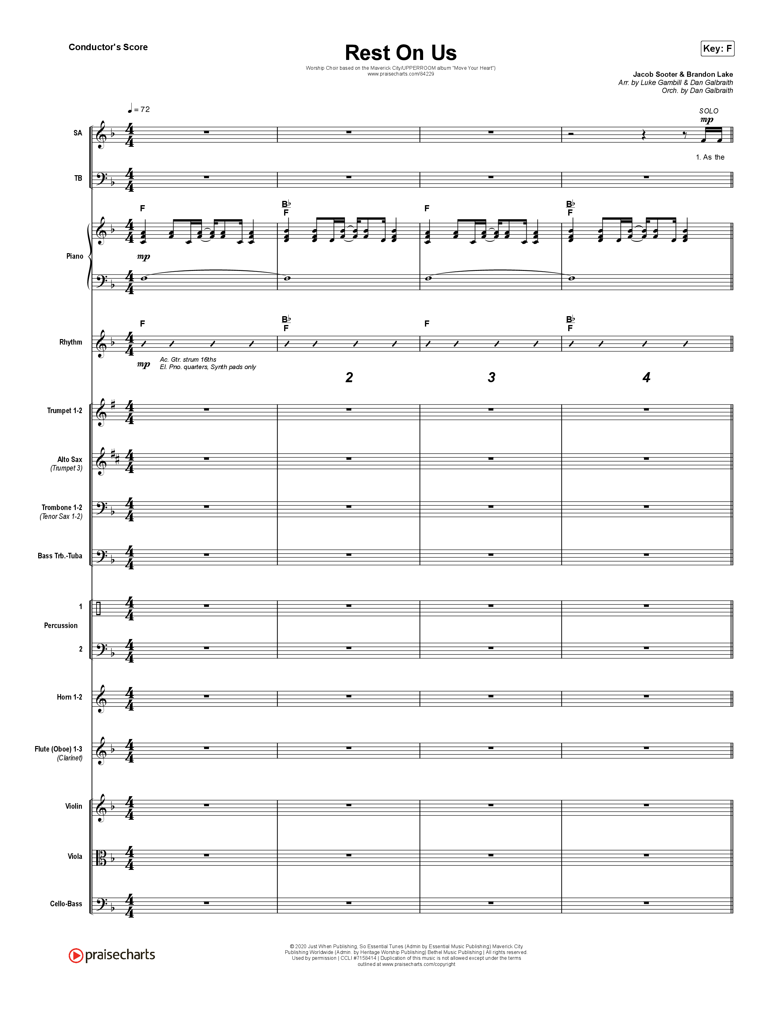 Rest On Us (Worship Choir/SAB) Conductor's Score (Maverick City Music / UPPERROOM / Brandon Lake / Eniola Abioye / Arr. Luke Gambill)