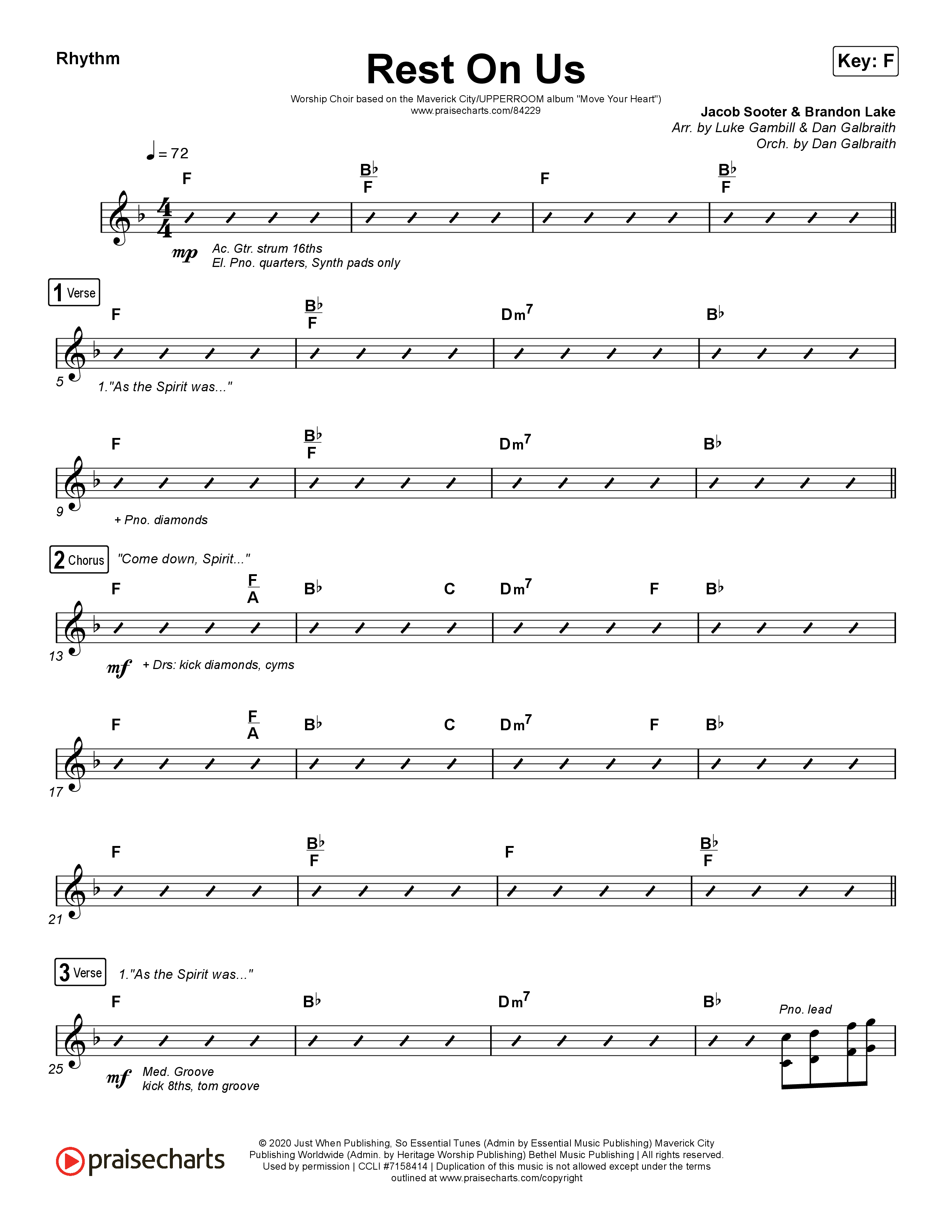 Rest On Us (Worship Choir/SAB) Rhythm Chart (Maverick City Music / UPPERROOM / Brandon Lake / Eniola Abioye / Arr. Luke Gambill)