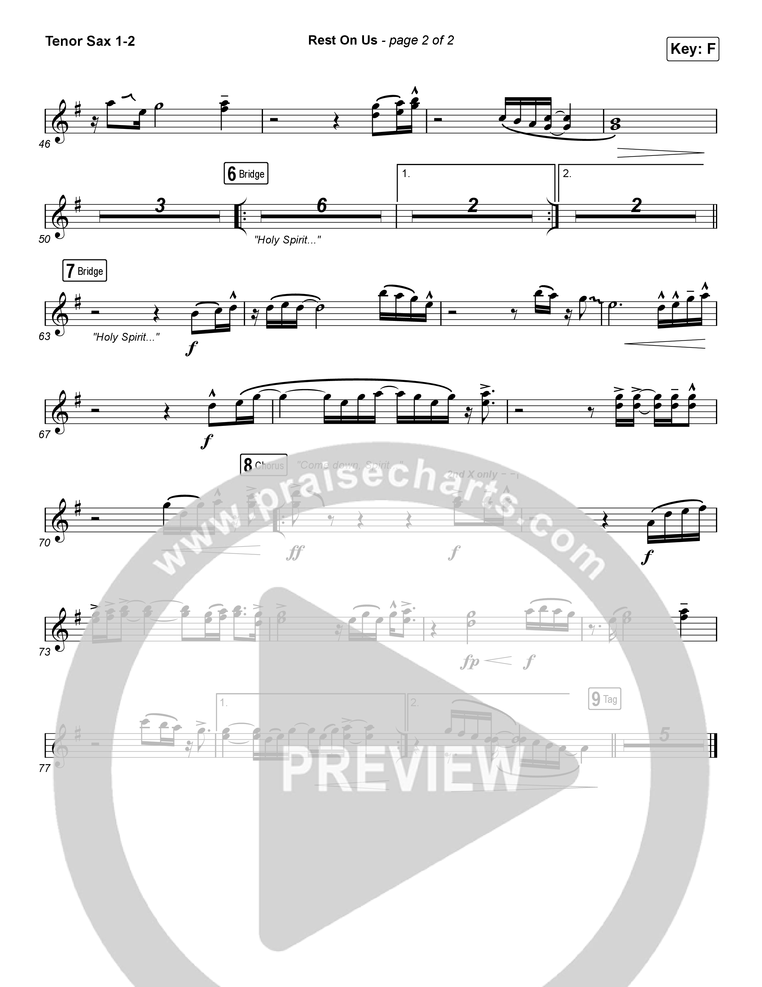 Rest On Us (Worship Choir/SAB) Tenor Sax 1/2 (Maverick City Music / UPPERROOM / Brandon Lake / Eniola Abioye / Arr. Luke Gambill)