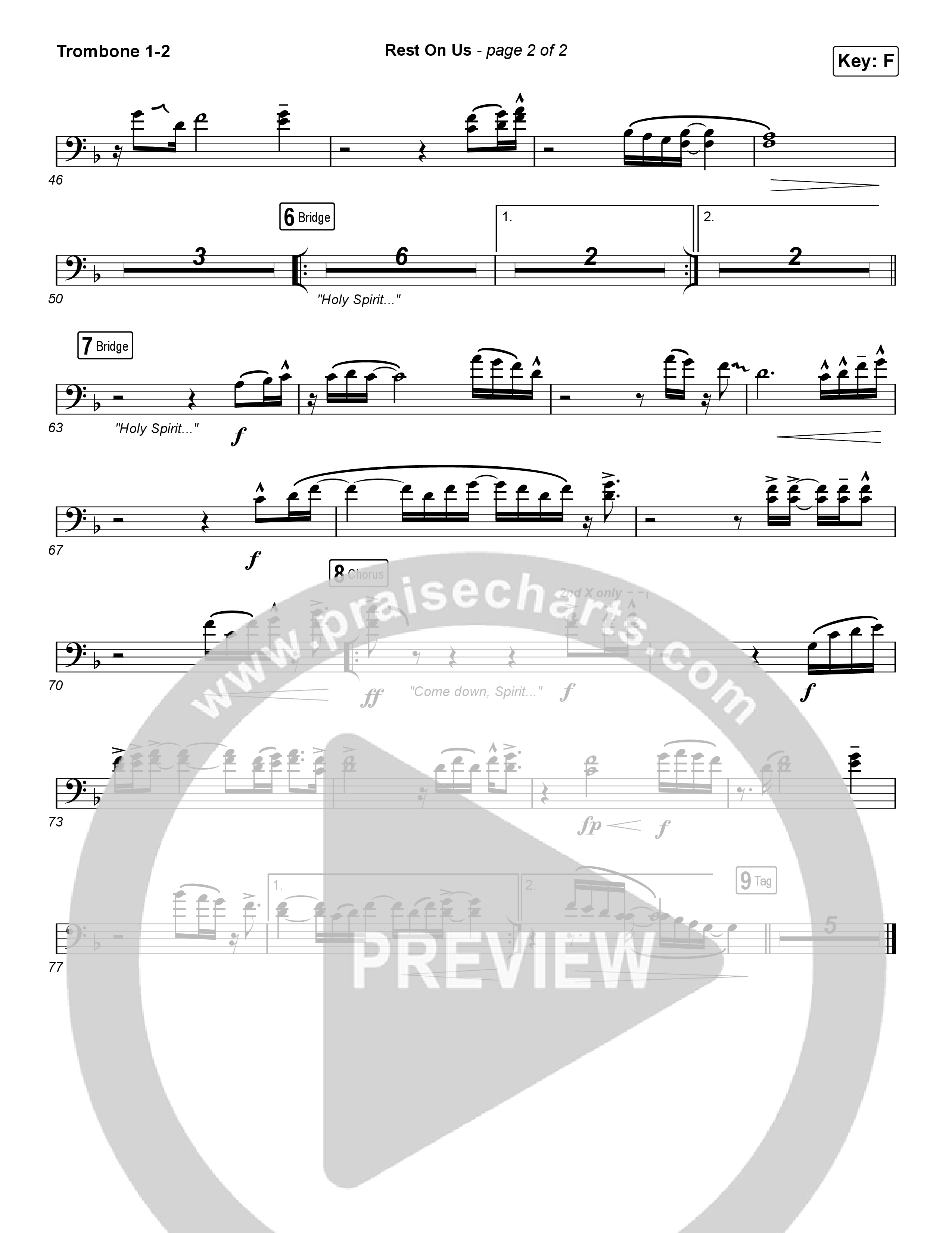 Rest On Us (Worship Choir/SAB) Trombone 1/2 (Maverick City Music / UPPERROOM / Brandon Lake / Eniola Abioye / Arr. Luke Gambill)