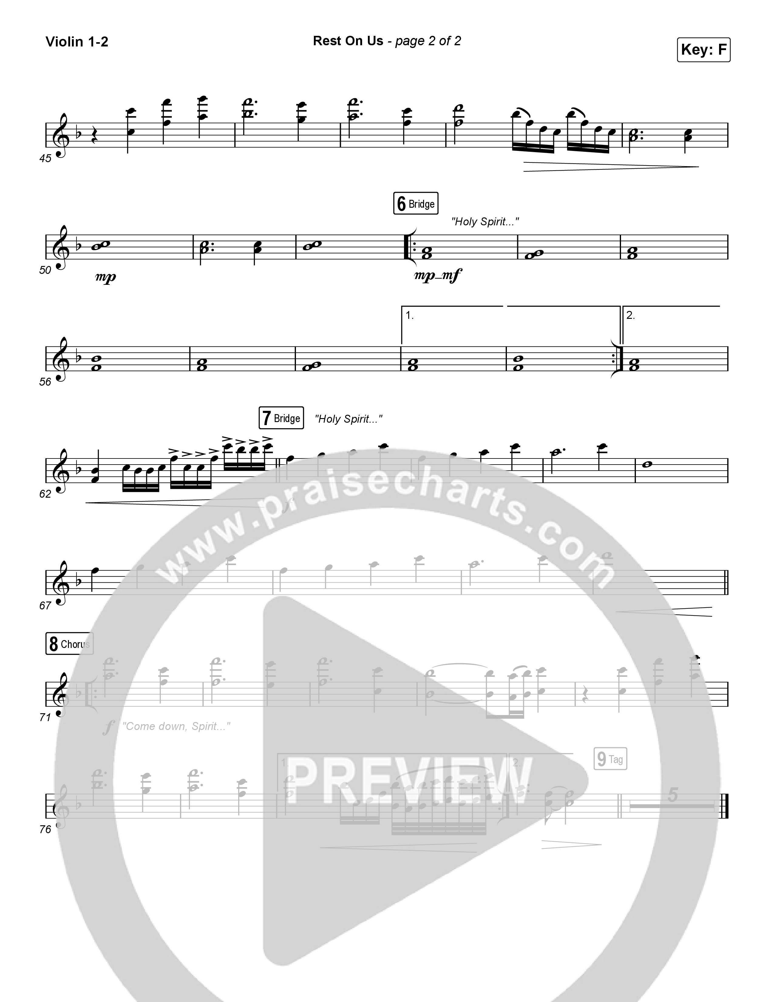 Rest On Us (Worship Choir/SAB) Violin 1/2 (Maverick City Music / UPPERROOM / Brandon Lake / Eniola Abioye / Arr. Luke Gambill)