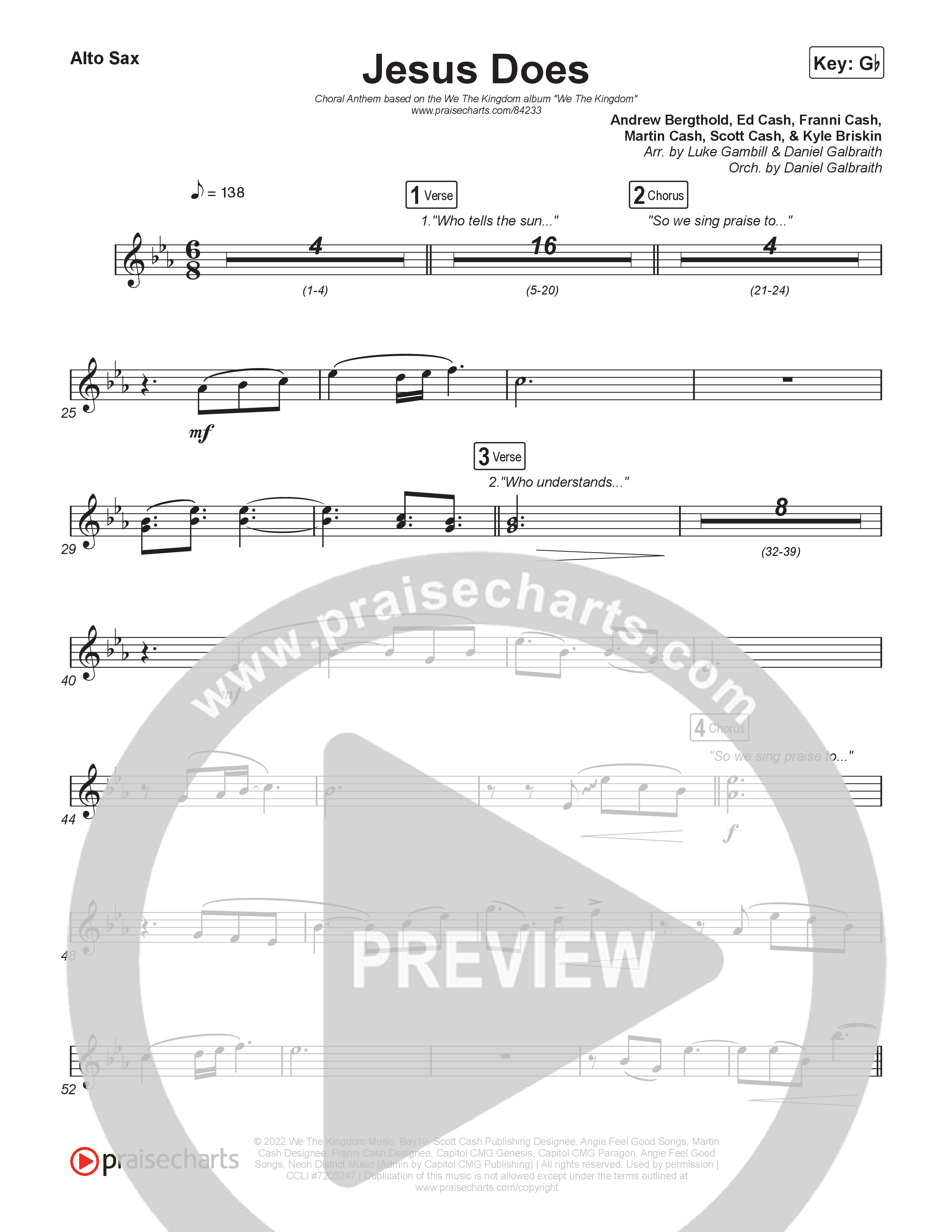 Jesus Does (Choral Anthem SATB) Sax Pack (We The Kingdom / Arr. Luke Gambill)