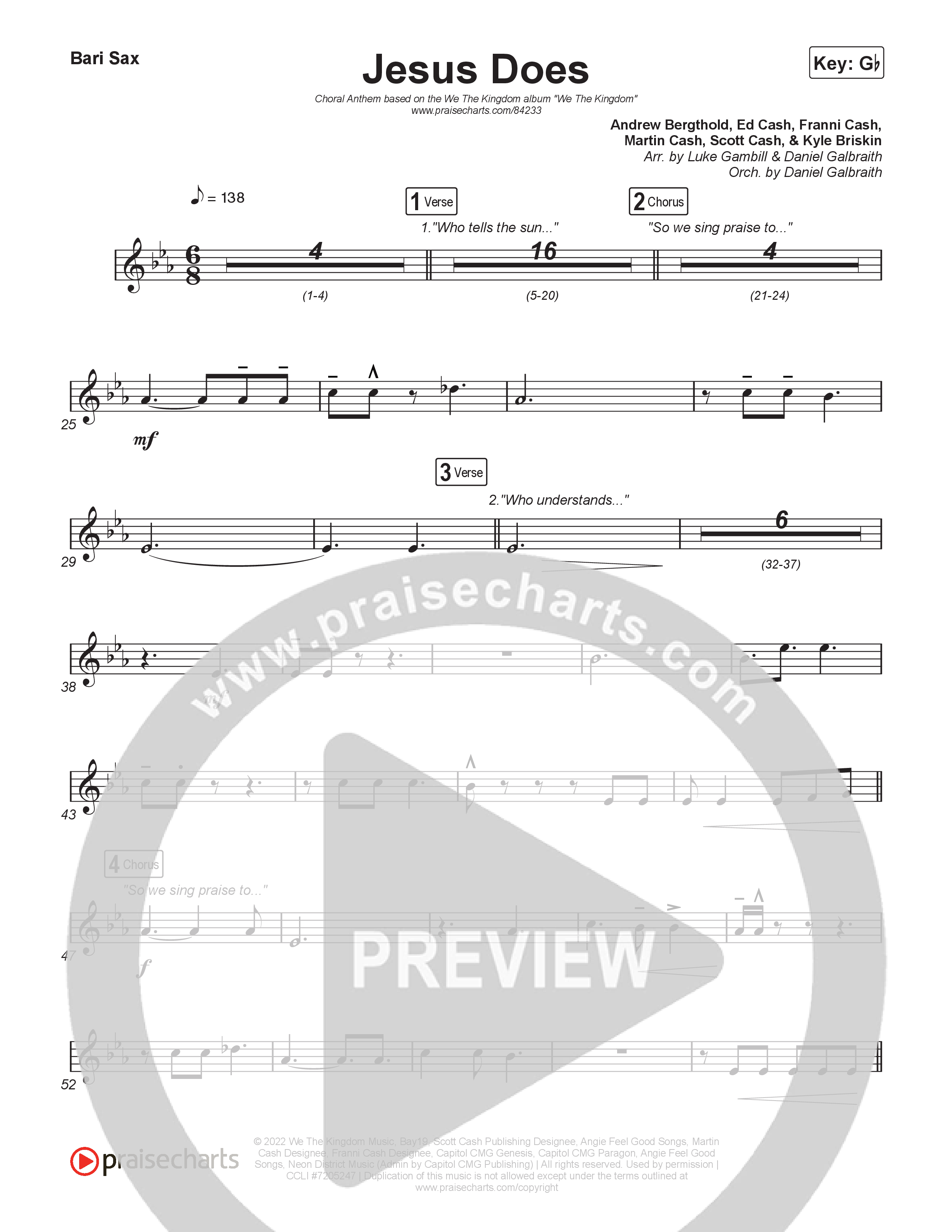 Jesus Does (Choral Anthem SATB) Bari Sax (We The Kingdom / Arr. Luke Gambill)
