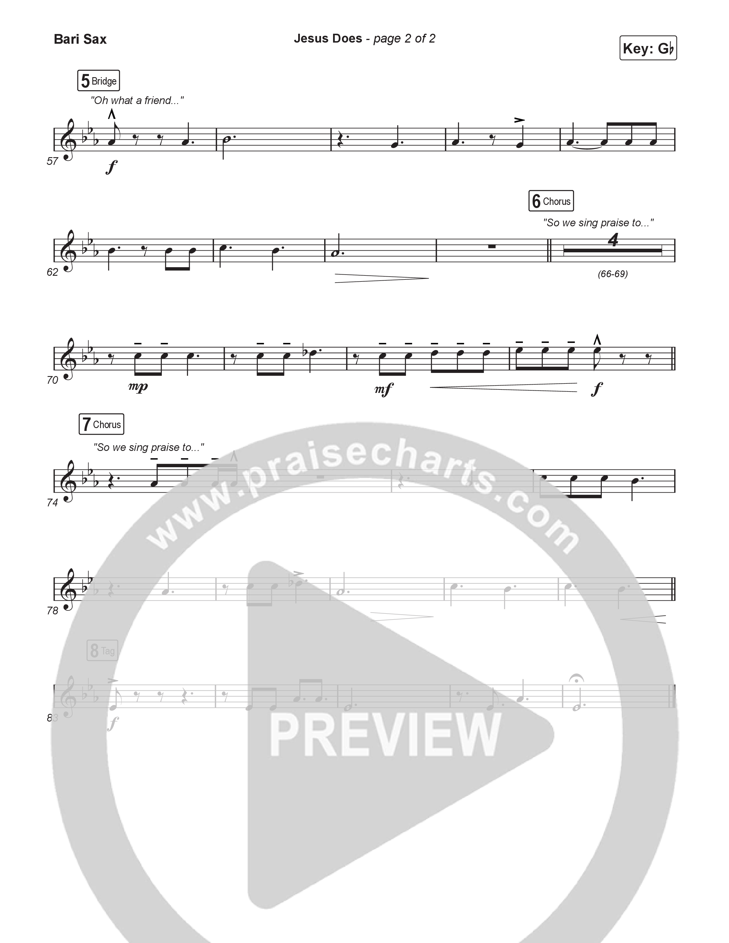 Jesus Does (Choral Anthem SATB) Bari Sax (We The Kingdom / Arr. Luke Gambill)