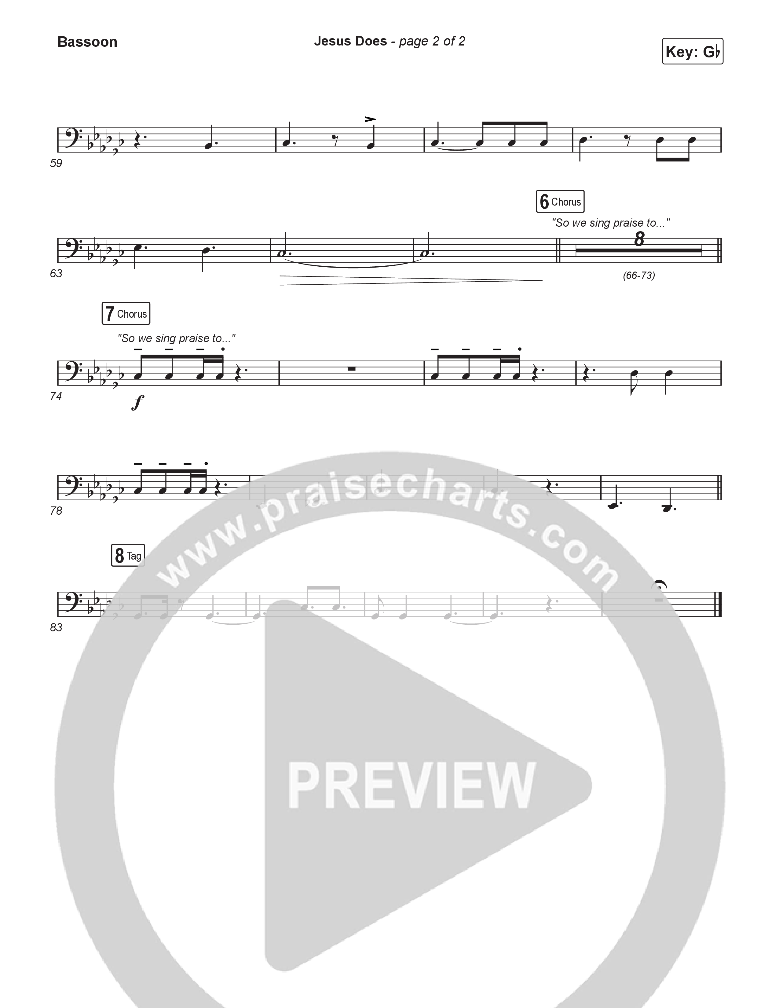 Jesus Does (Choral Anthem SATB) Bassoon (We The Kingdom / Arr. Luke Gambill)