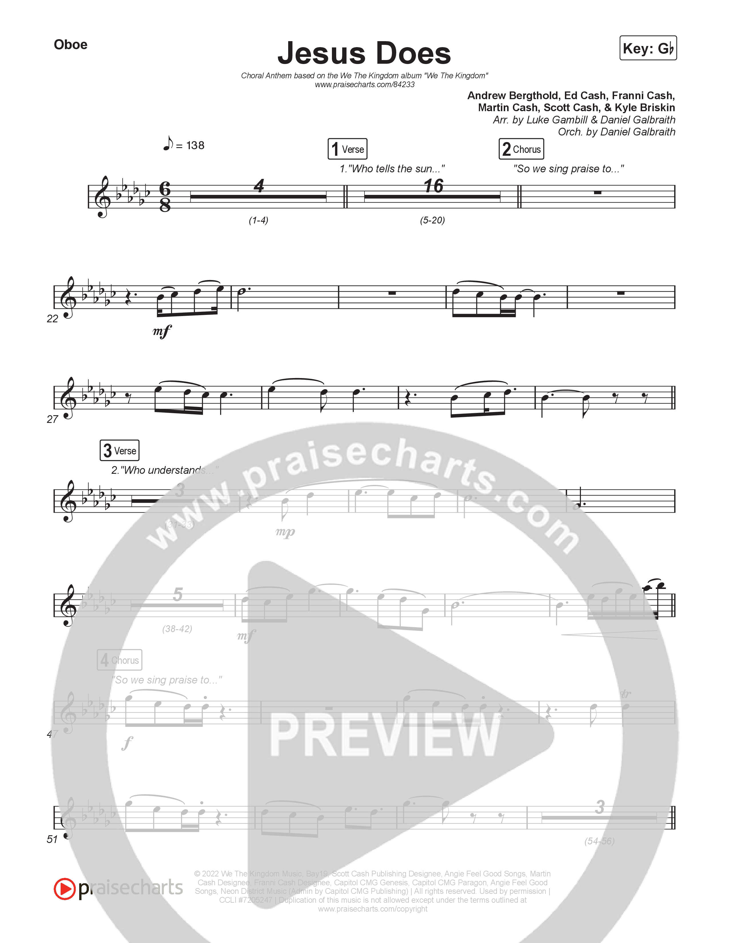 Jesus Does (Choral Anthem SATB) Wind Pack (We The Kingdom / Arr. Luke Gambill)