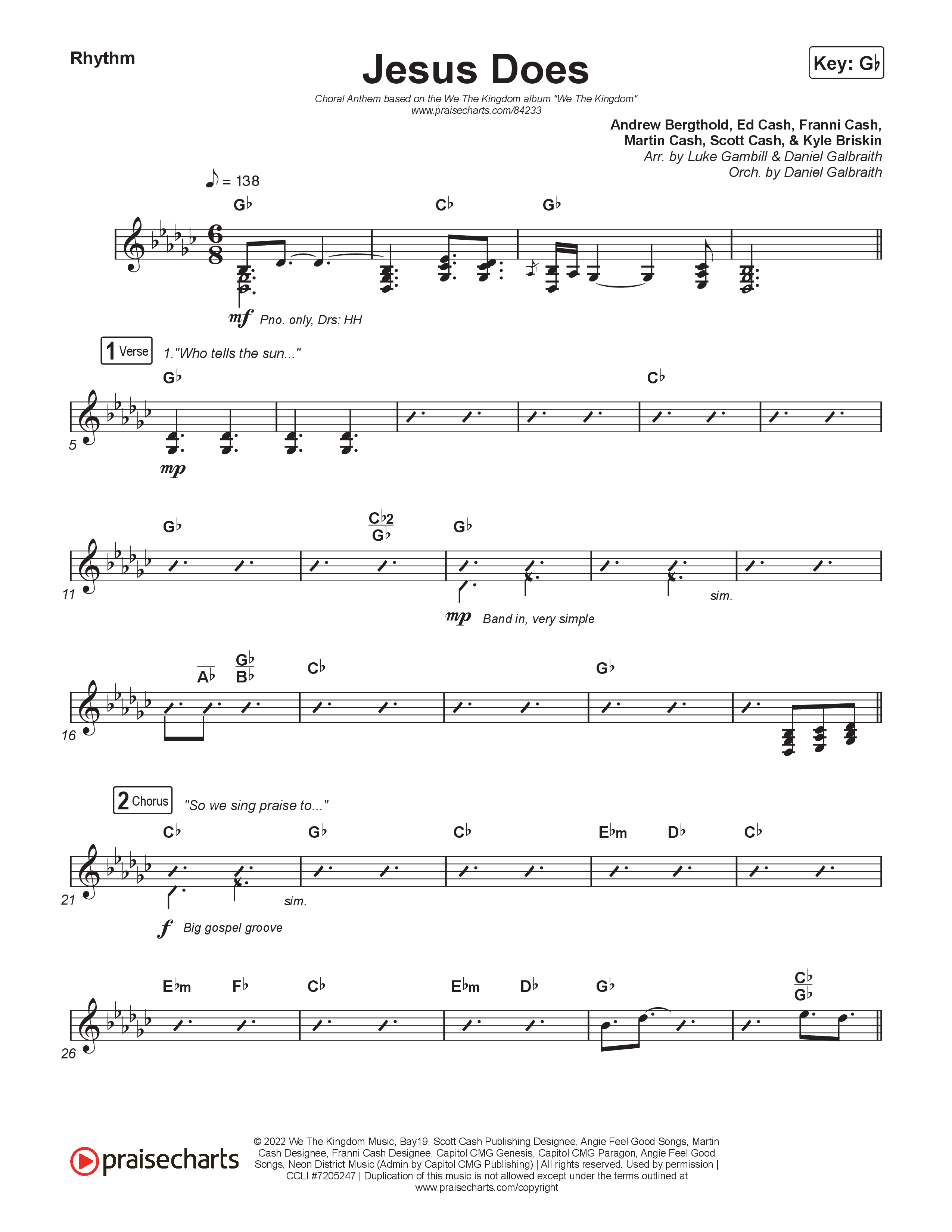 Jesus Does (Choral Anthem SATB) Rhythm Pack (We The Kingdom / Arr. Luke Gambill)