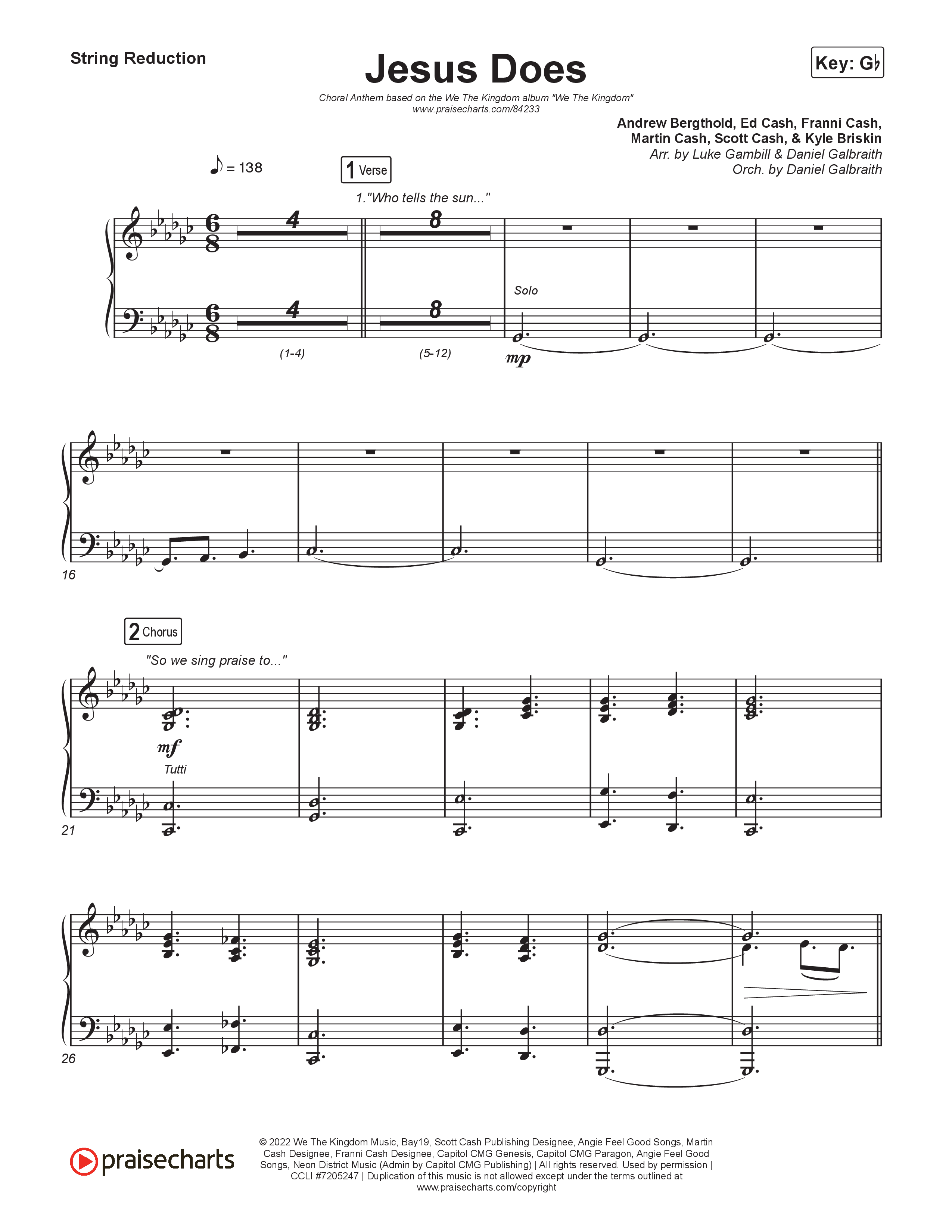 Jesus Does (Choral Anthem SATB) String Reduction (We The Kingdom / Arr. Luke Gambill)