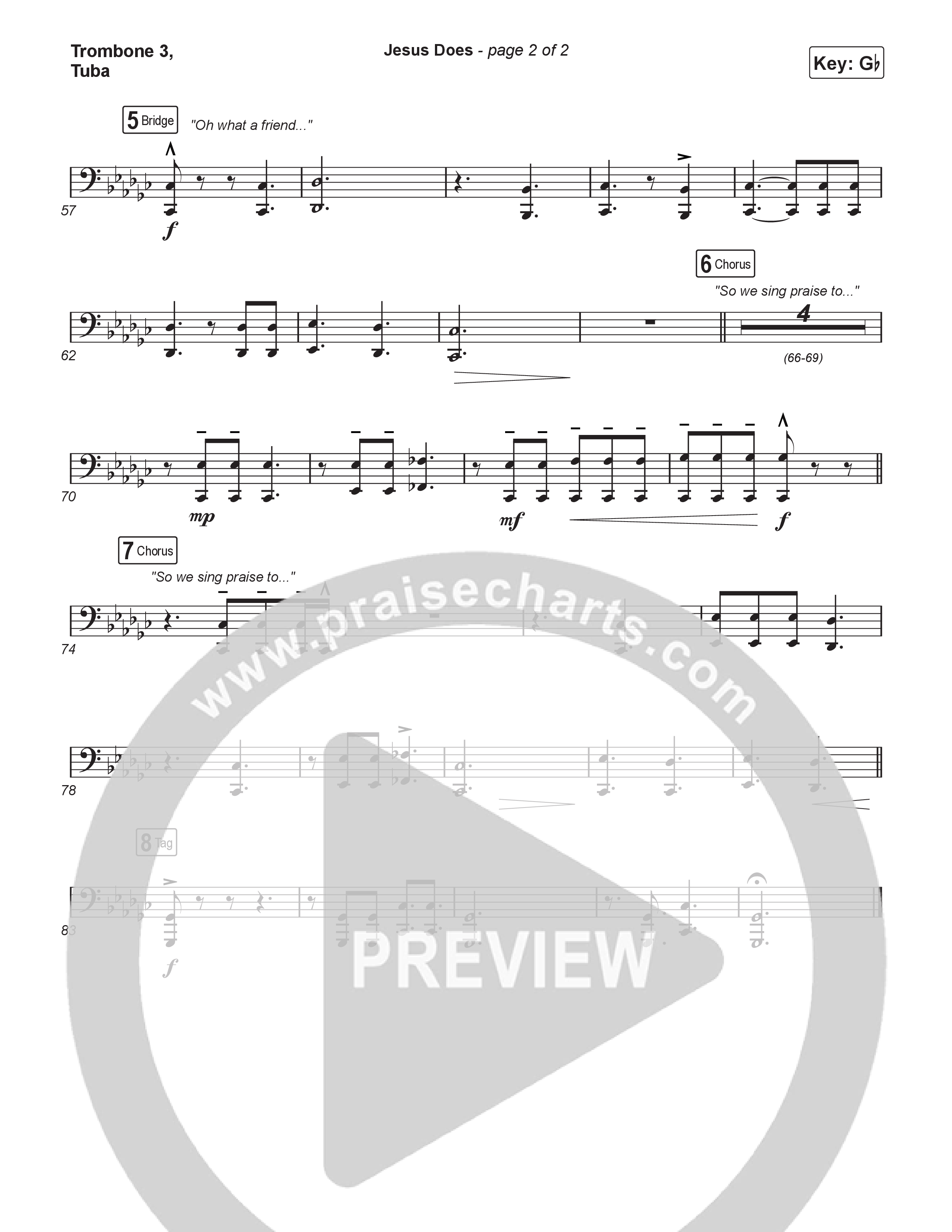 Jesus Does (Choral Anthem SATB) Trombone 3/Tuba (We The Kingdom / Arr. Luke Gambill)