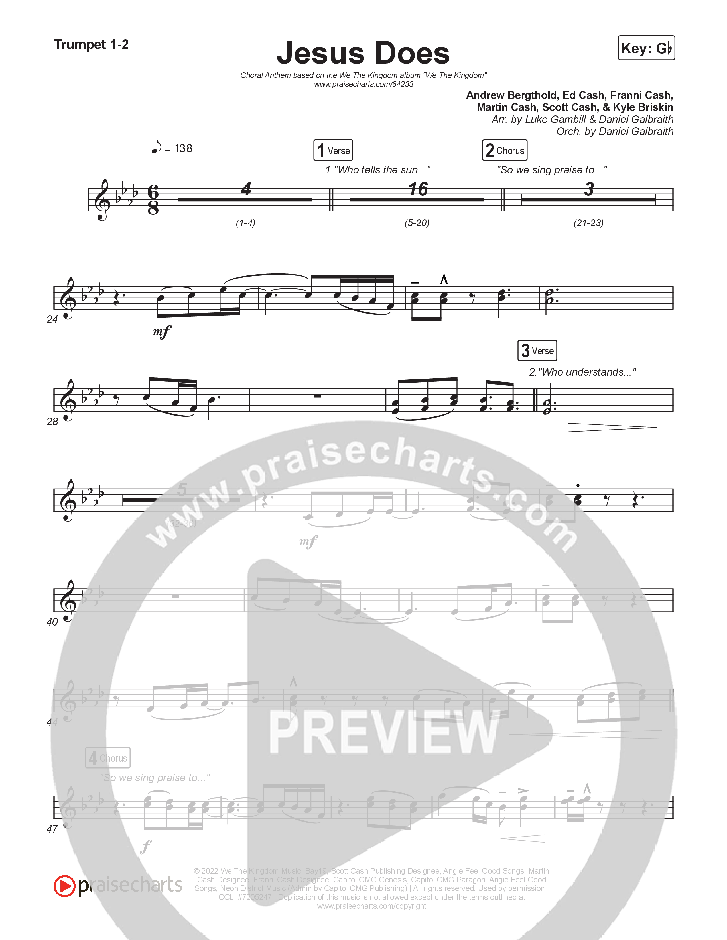 Jesus Does (Choral Anthem SATB) Brass Pack (We The Kingdom / Arr. Luke Gambill)