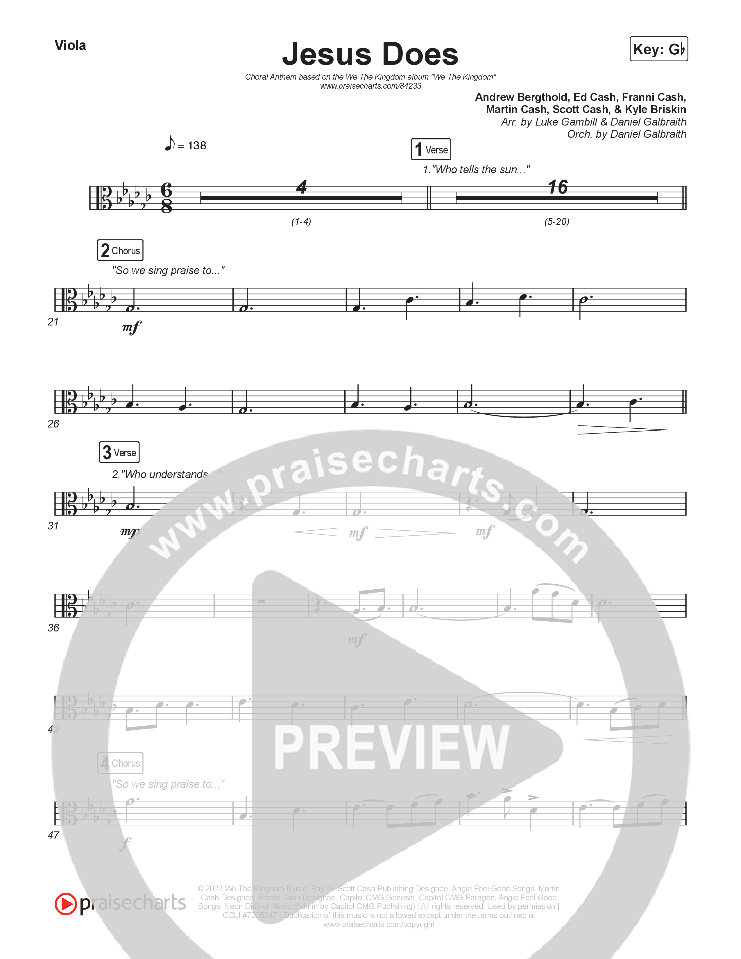 Jesus Does (Choral Anthem SATB) String Pack (We The Kingdom / Arr. Luke Gambill)