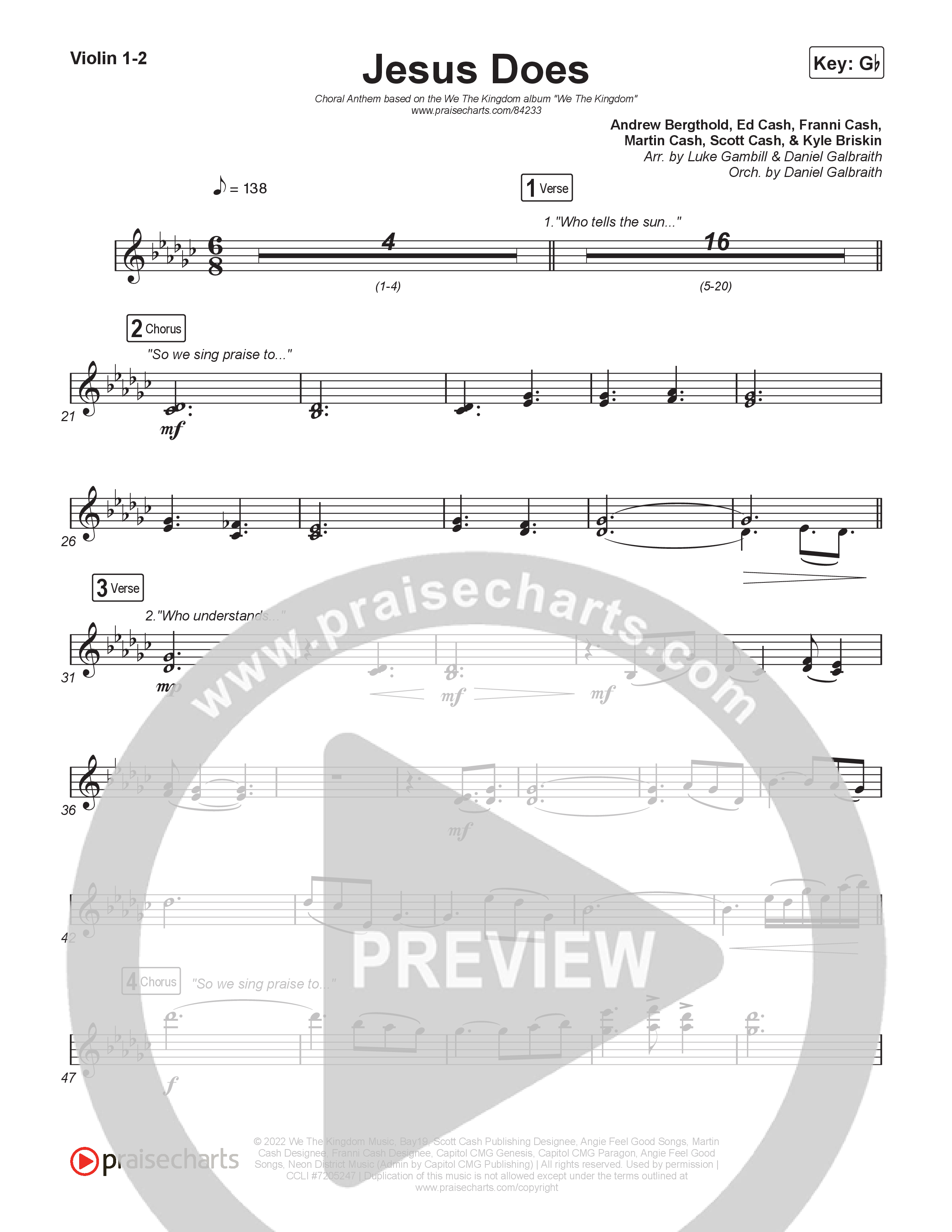 Jesus Does (Choral Anthem SATB) String Pack (We The Kingdom / Arr. Luke Gambill)