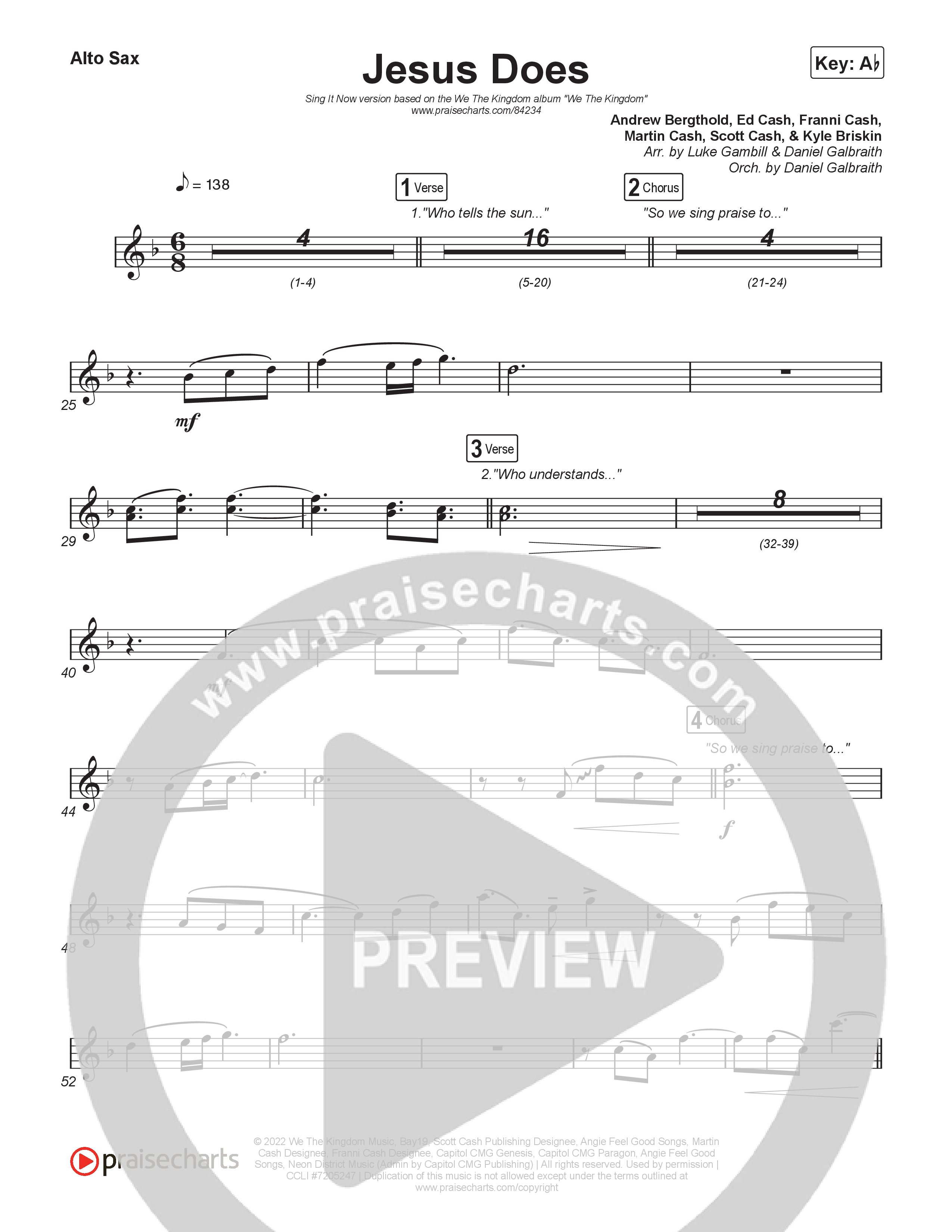 Jesus Does (Sing It Now) Sax Pack (We The Kingdom / Arr. Luke Gambill)