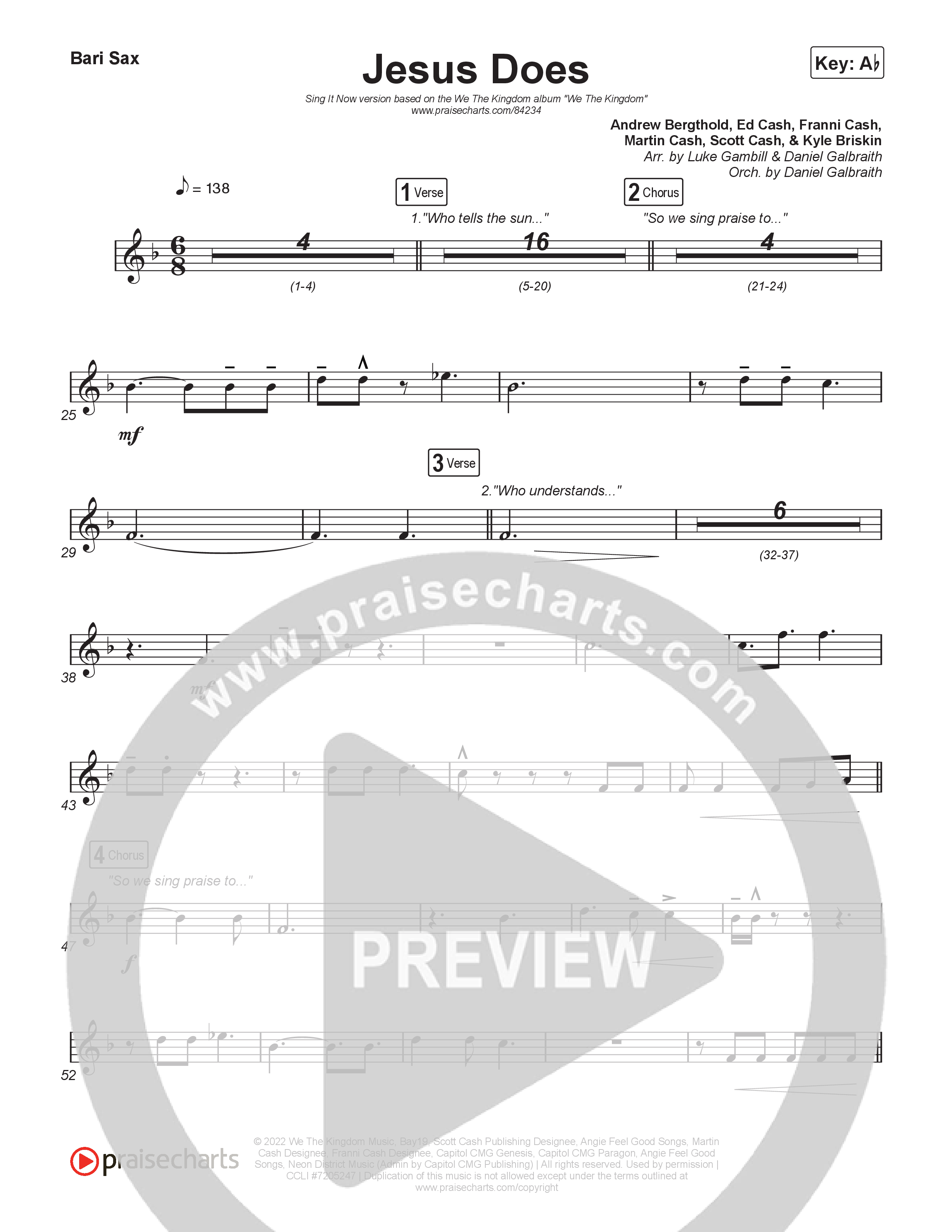 Jesus Does (Sing It Now) Bari Sax (We The Kingdom / Arr. Luke Gambill)