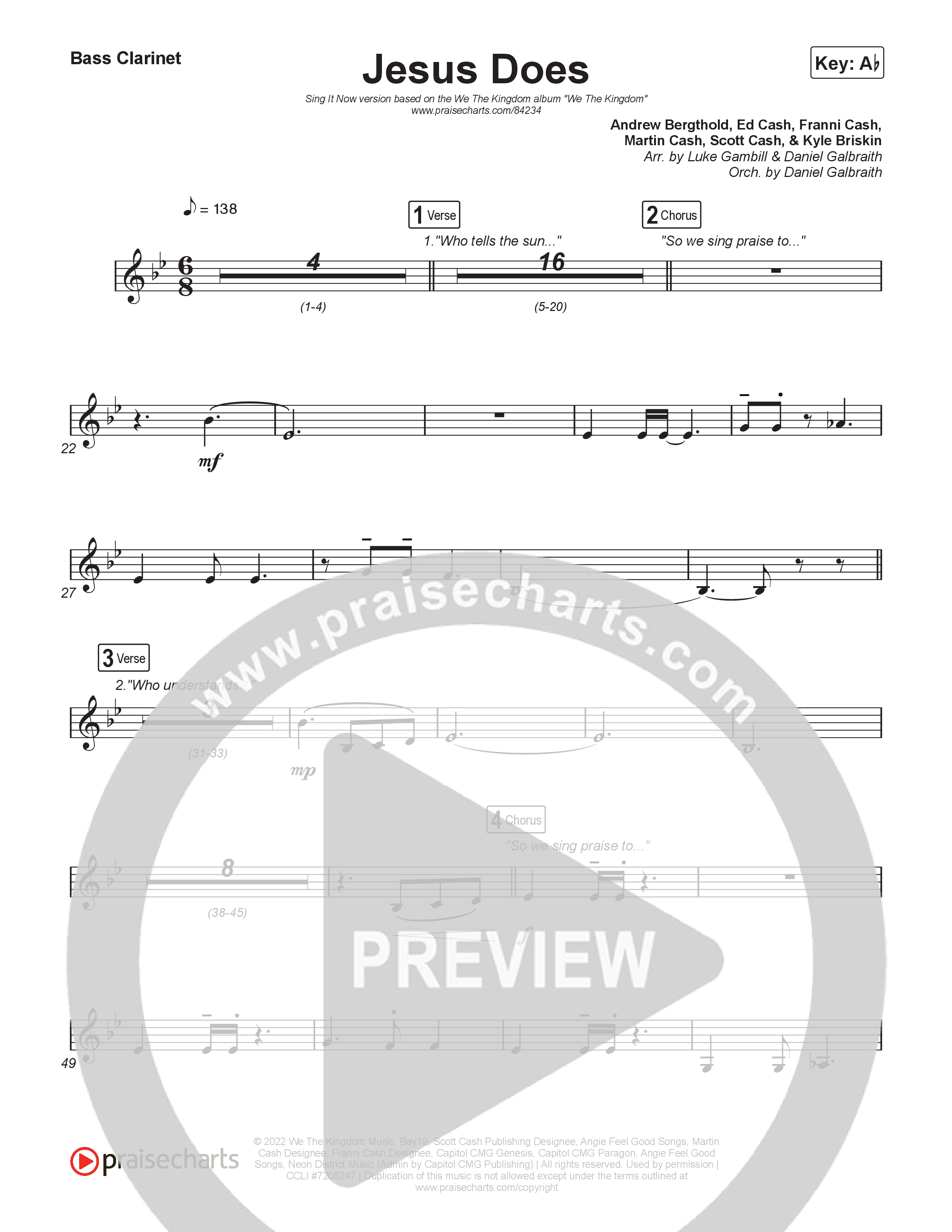 Jesus Does (Sing It Now) Bass Clarinet (We The Kingdom / Arr. Luke Gambill)