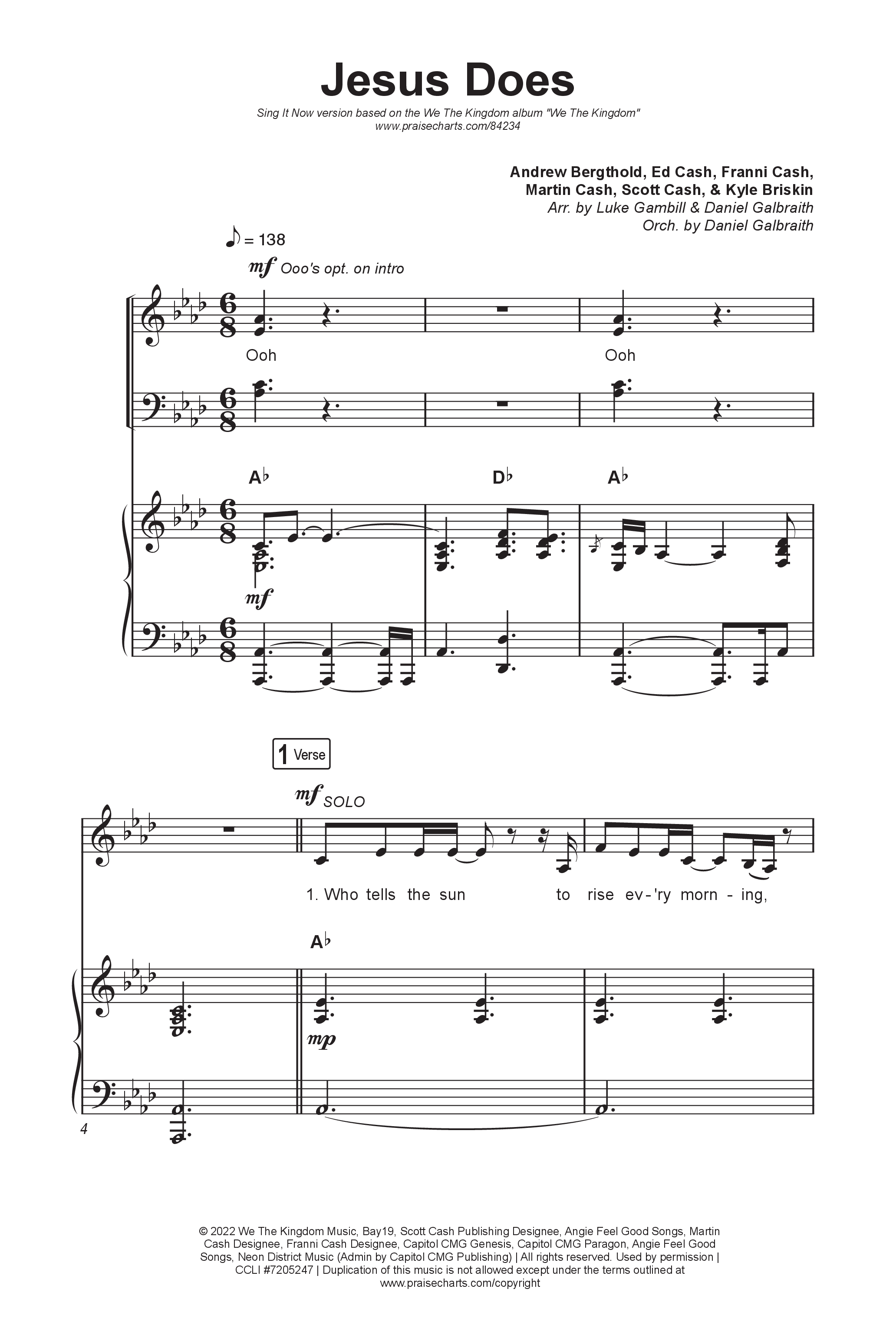 Jesus Does (Sing It Now) Octavo (SATB & Pno) (We The Kingdom / Arr. Luke Gambill)