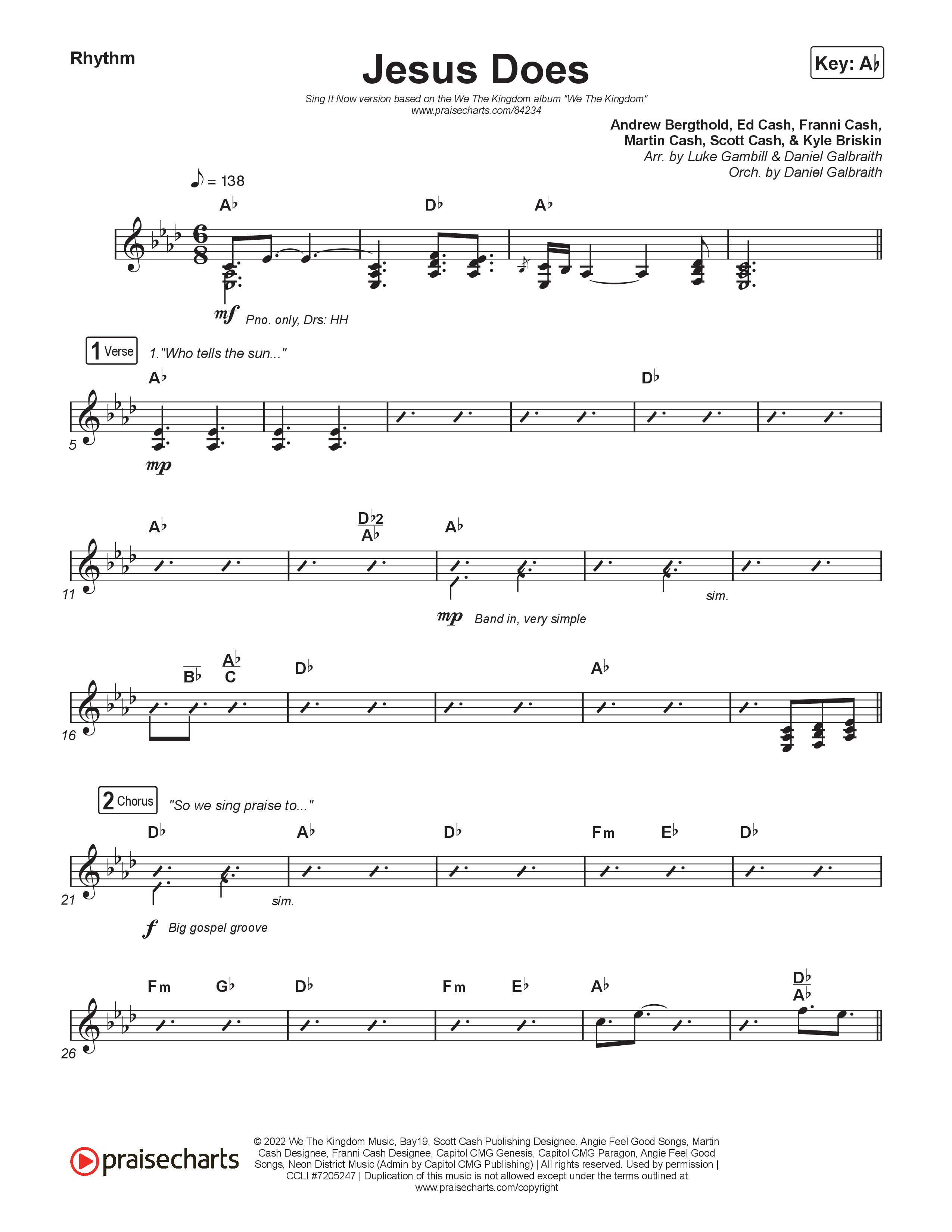 Jesus Does (Sing It Now) Rhythm Chart (We The Kingdom / Arr. Luke Gambill)