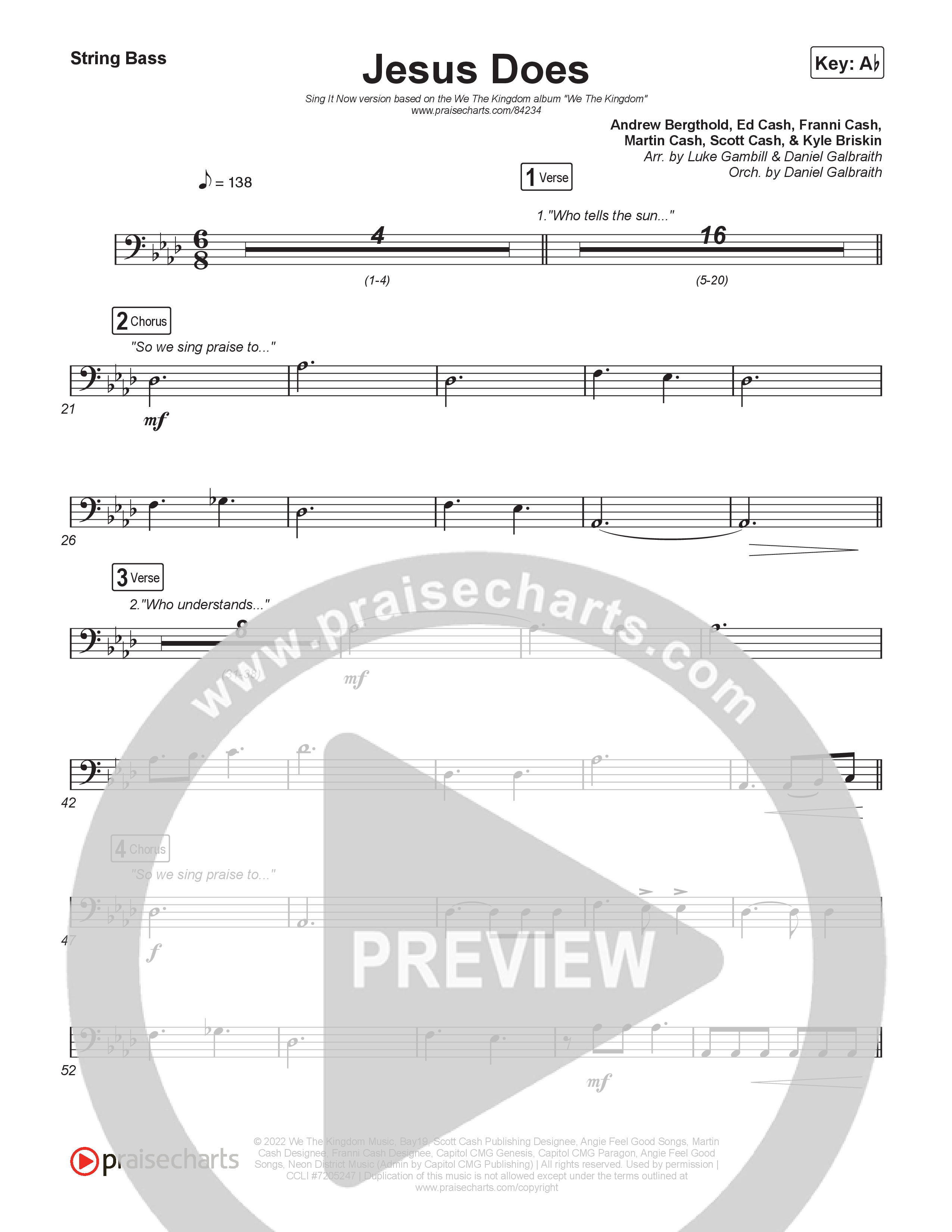 Jesus Does (Sing It Now) String Bass (We The Kingdom / Arr. Luke Gambill)