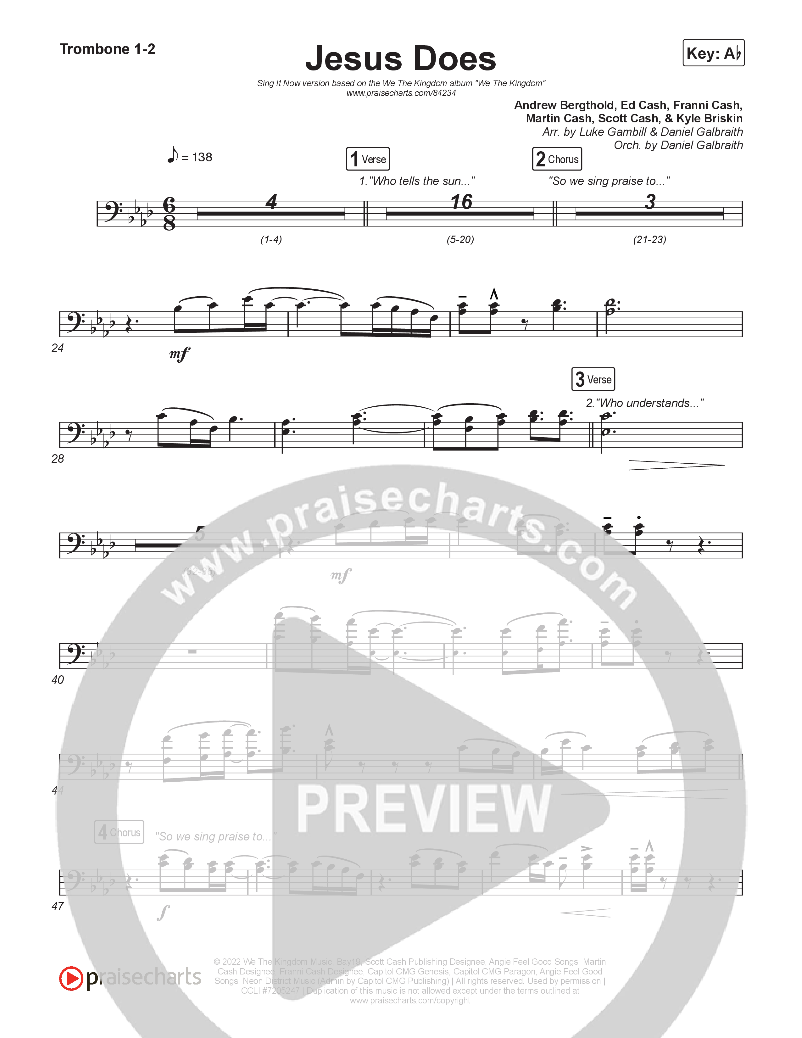 Jesus Does (Sing It Now) Trombone 1/2 (We The Kingdom / Arr. Luke Gambill)