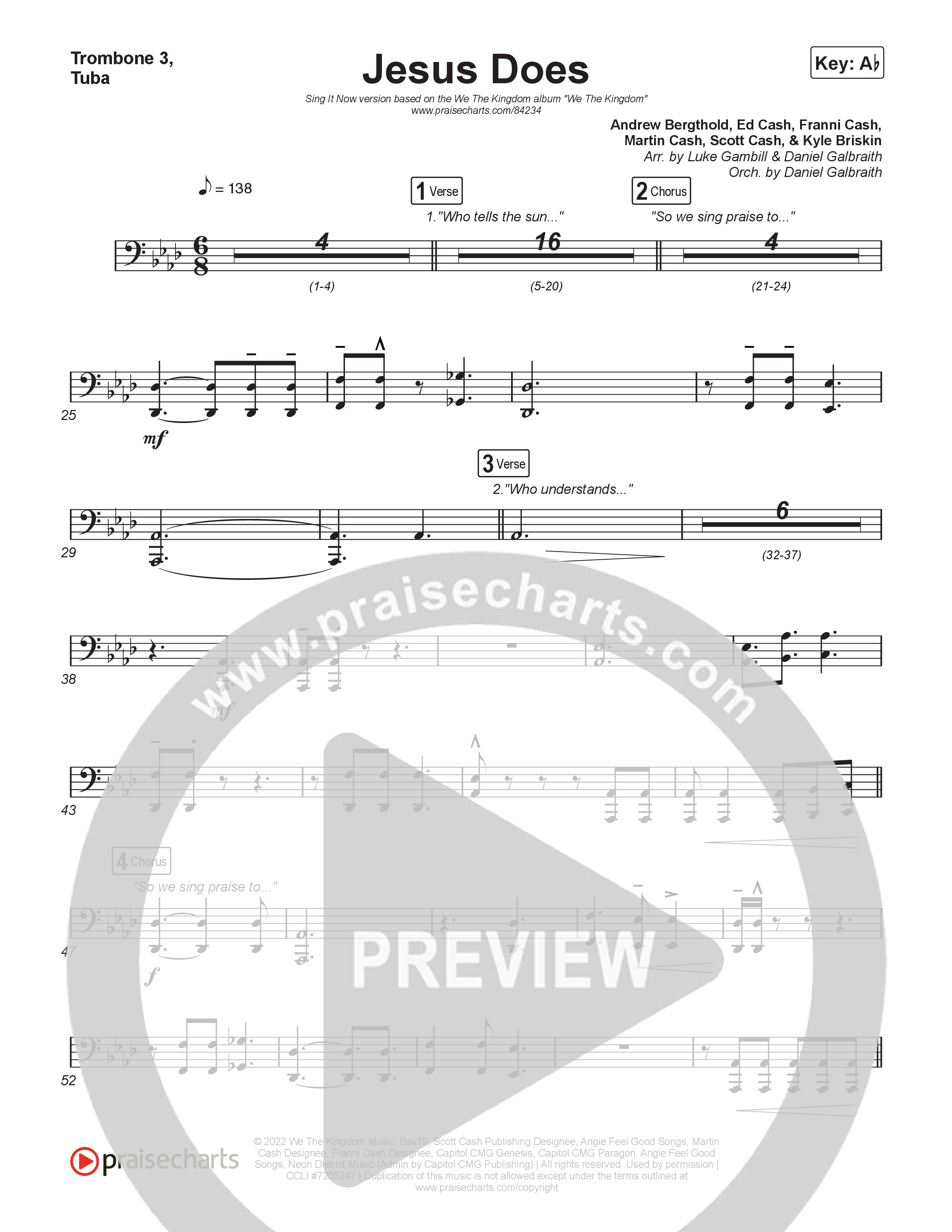 Jesus Does (Sing It Now) Trombone 3/Tuba (We The Kingdom / Arr. Luke Gambill)