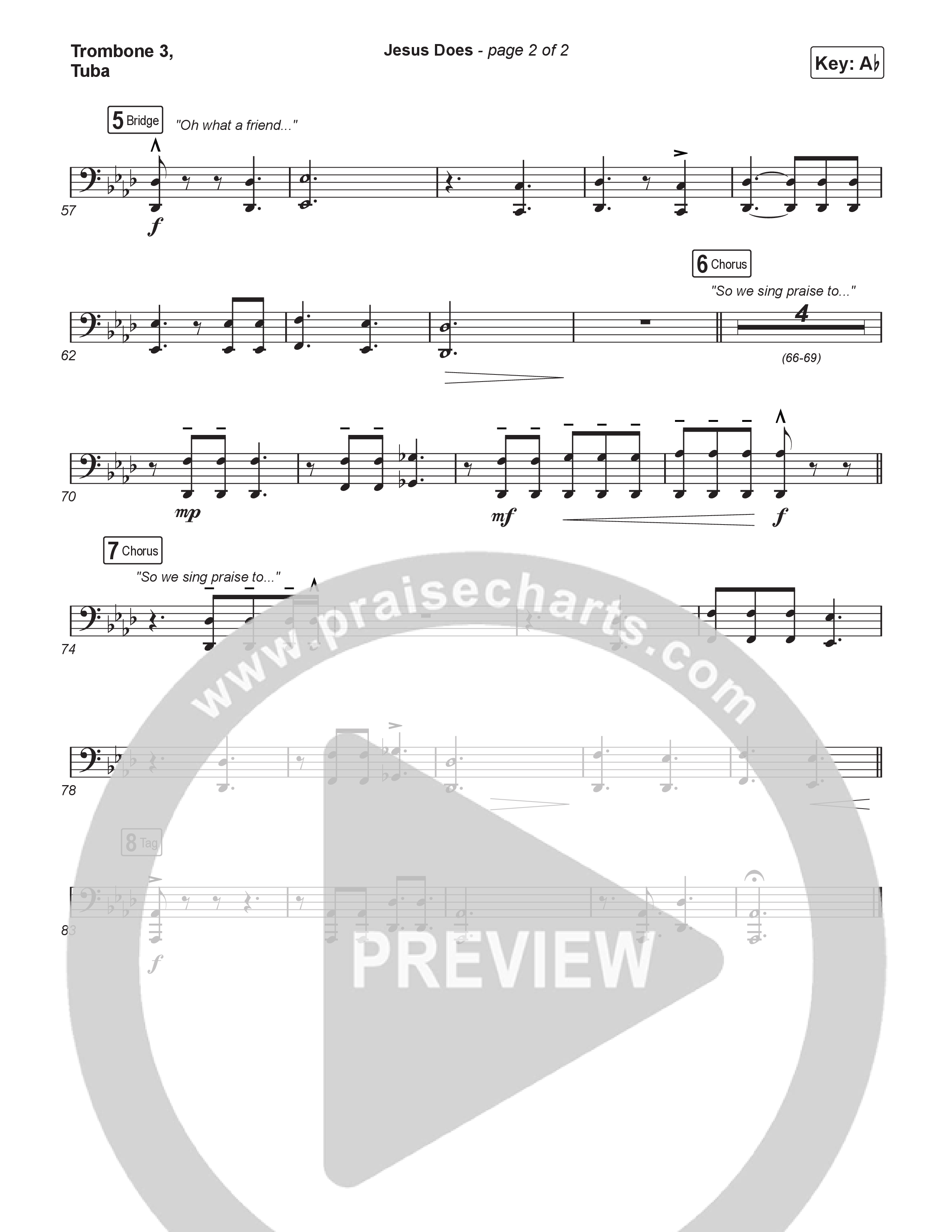 Jesus Does (Sing It Now) Trombone 3/Tuba (We The Kingdom / Arr. Luke Gambill)