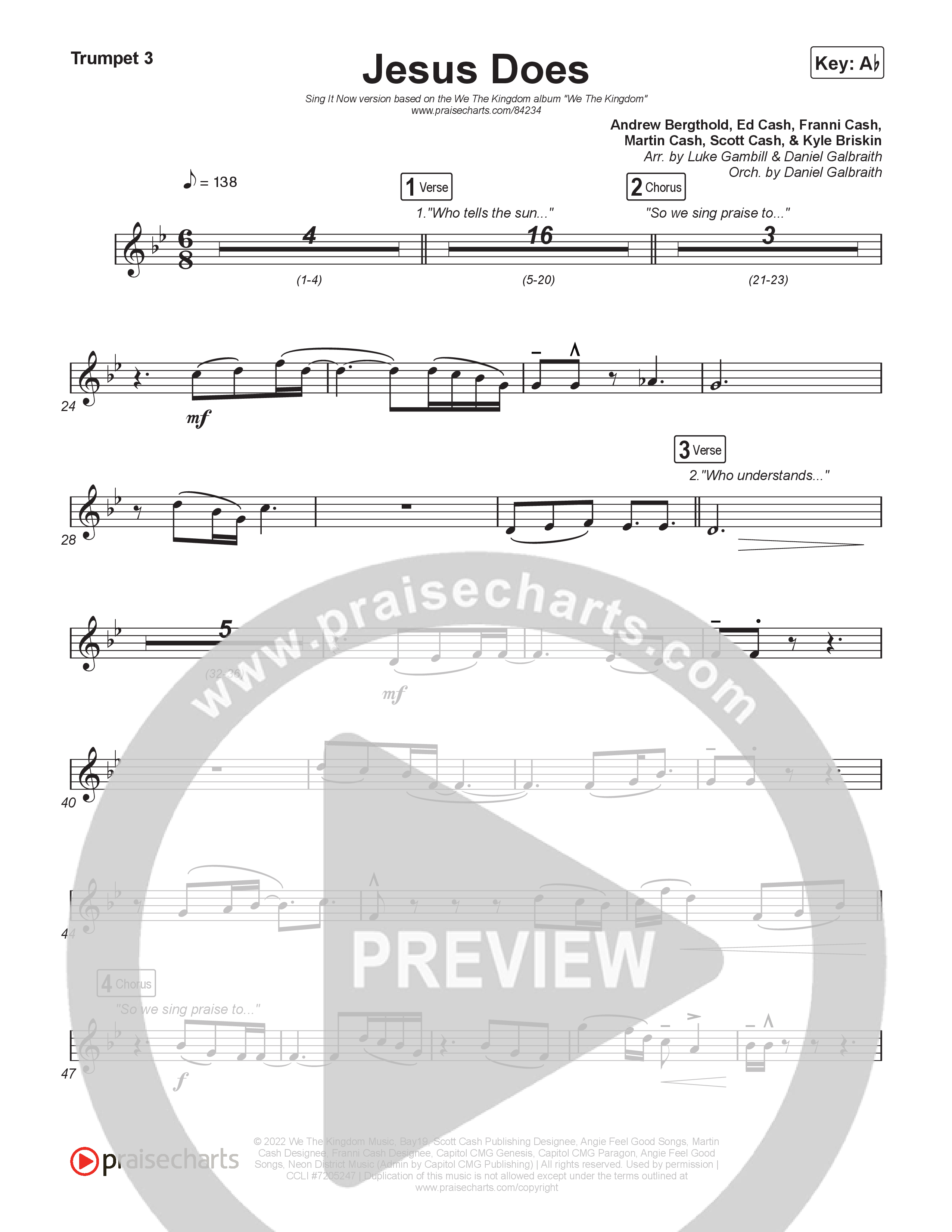 Jesus Does (Sing It Now) Trumpet 3 (We The Kingdom / Arr. Luke Gambill)