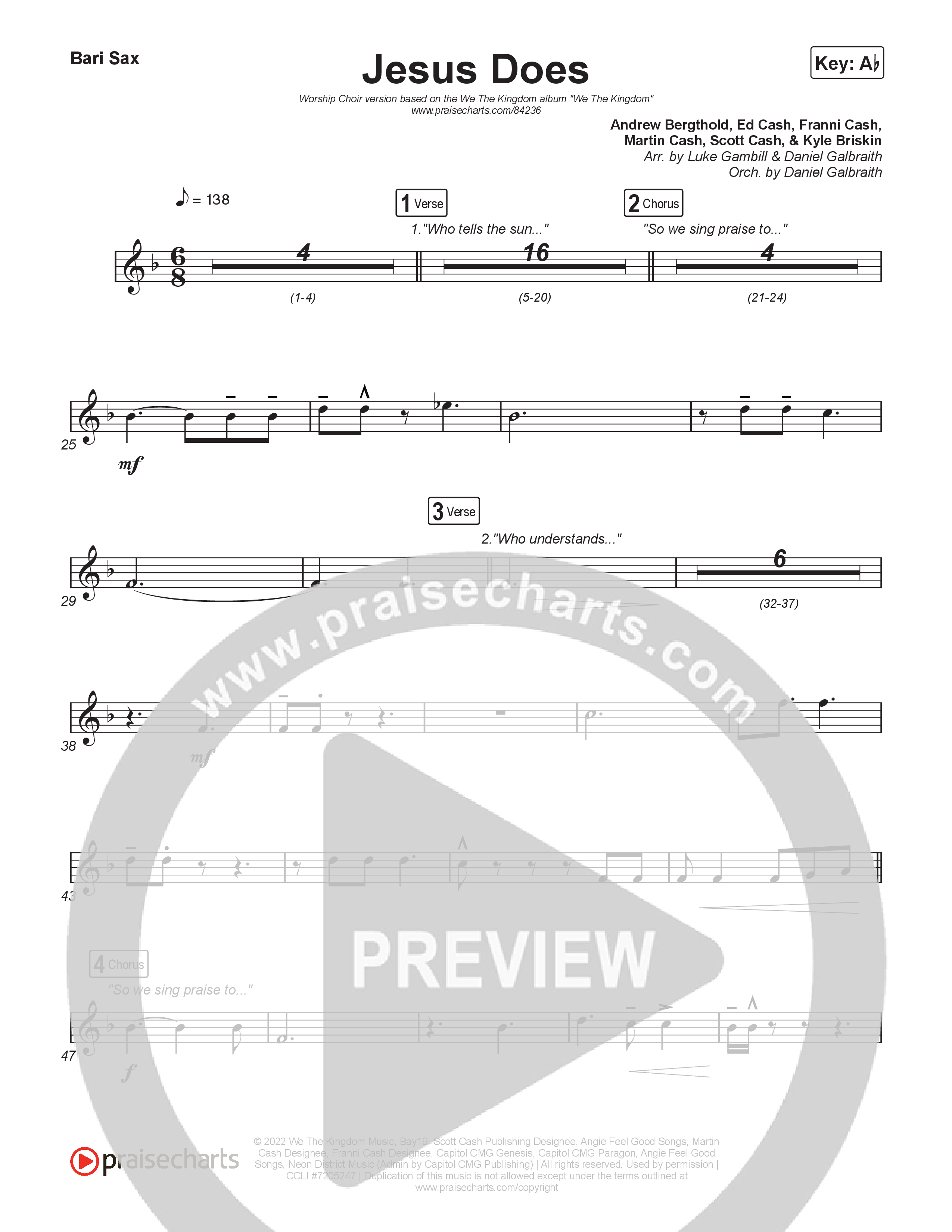 Jesus Does (Worship Choir/SAB) Bari Sax (We The Kingdom / Arr. Luke Gambill)