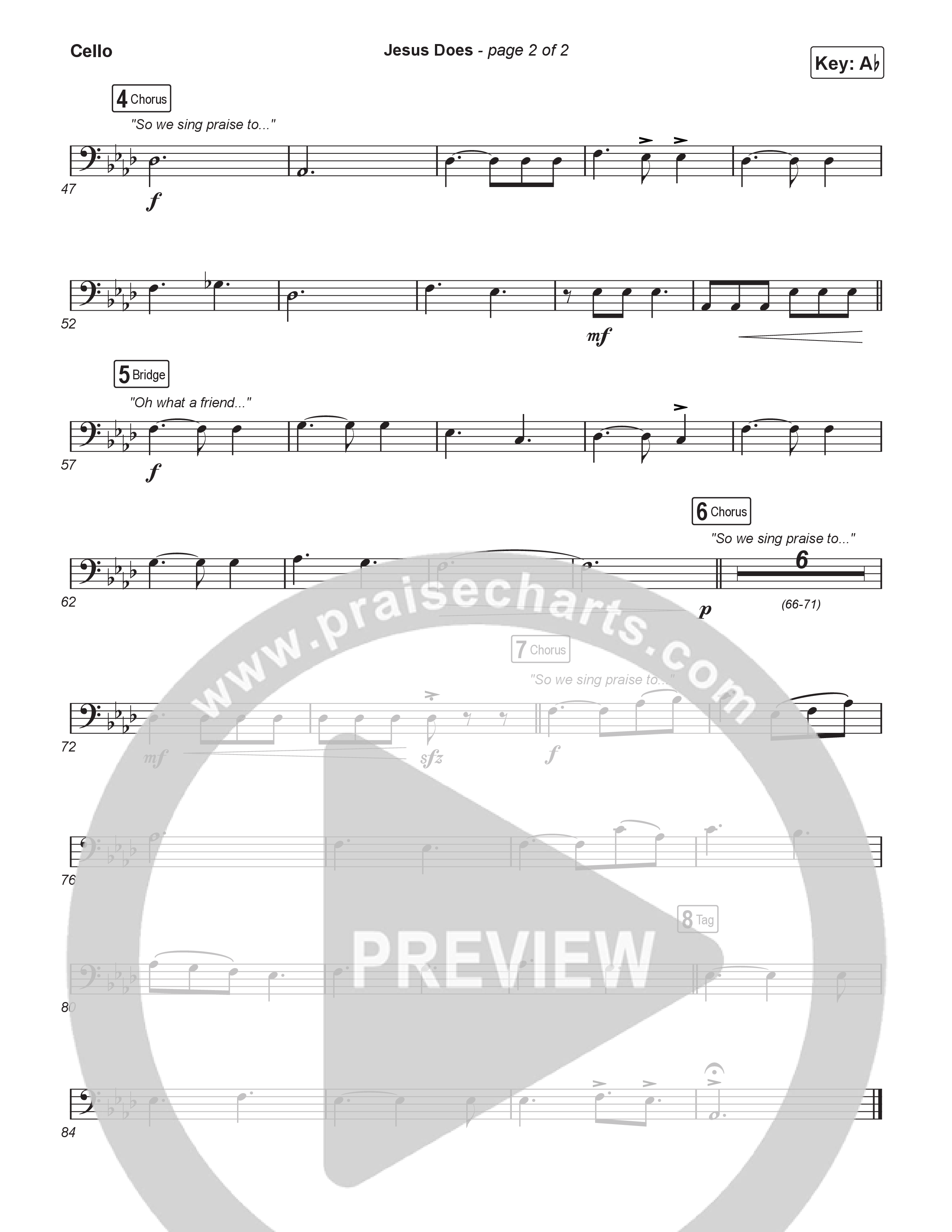 Jesus Does (Worship Choir/SAB) Cello (We The Kingdom / Arr. Luke Gambill)