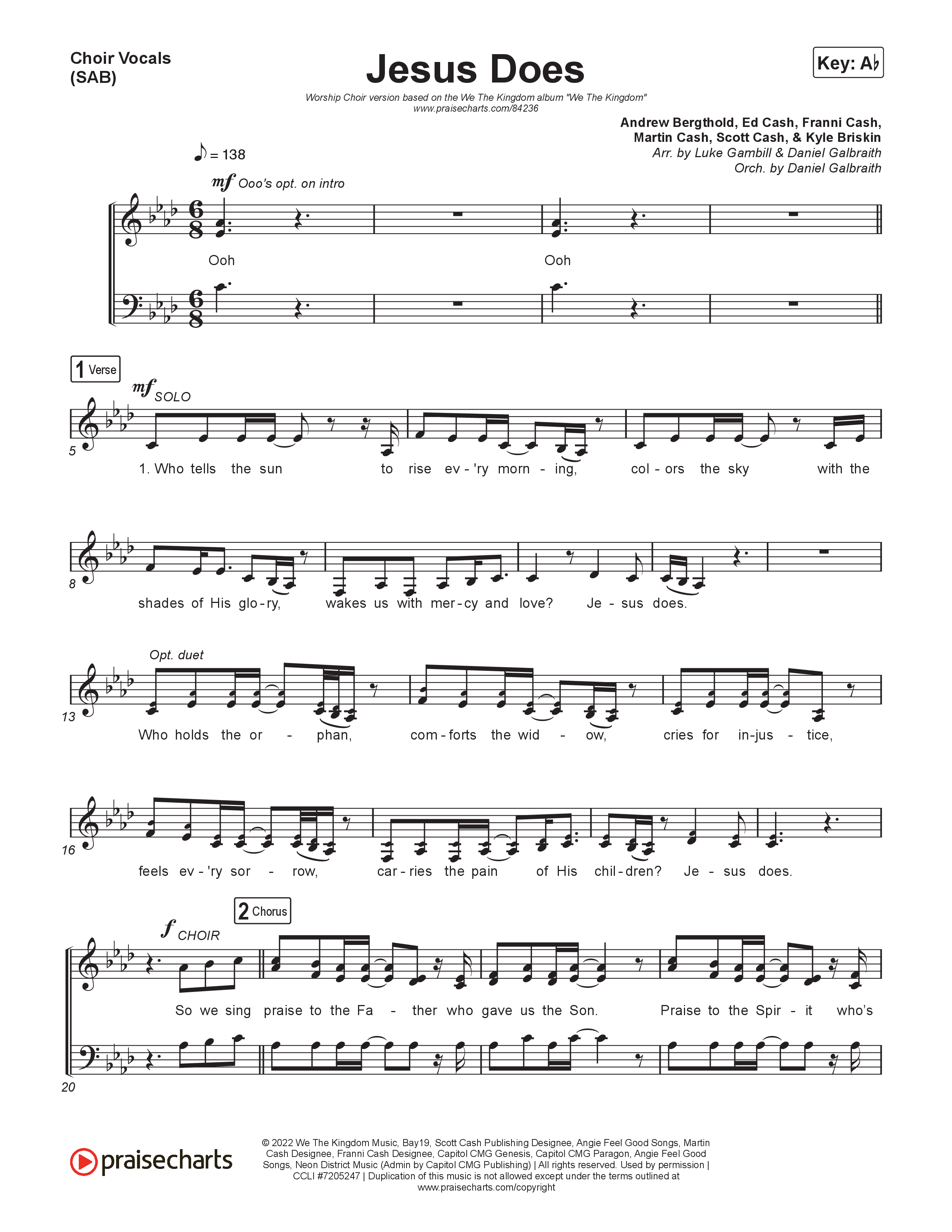 Jesus Does (Worship Choir/SAB) Choir Sheet (SAB) (We The Kingdom / Arr. Luke Gambill)