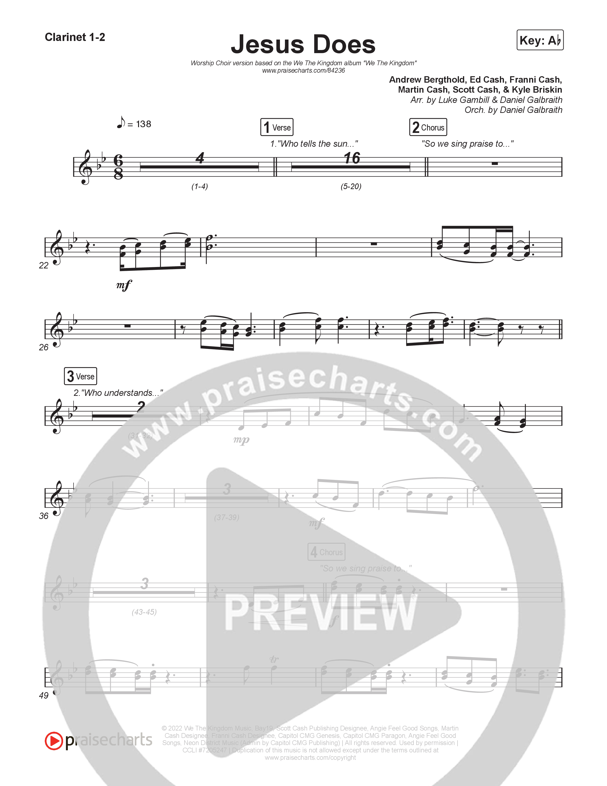 Jesus Does (Worship Choir/SAB) Clarinet 1/2 (We The Kingdom / Arr. Luke Gambill)