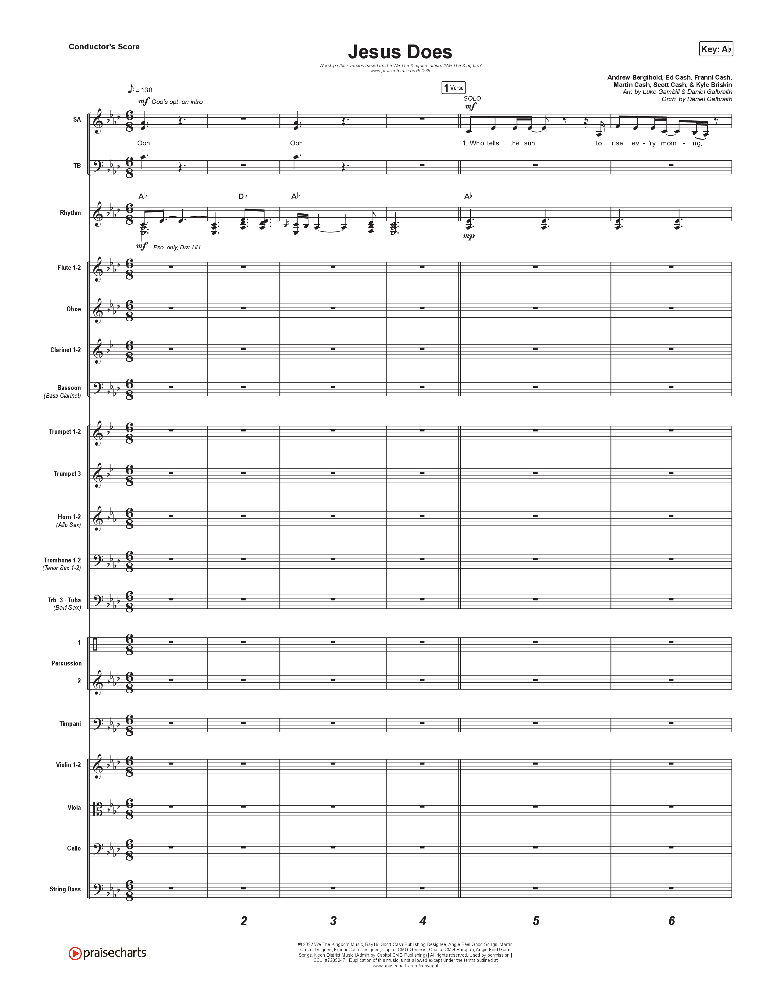 Jesus Does (Worship Choir/SAB) Conductor's Score (We The Kingdom / Arr. Luke Gambill)