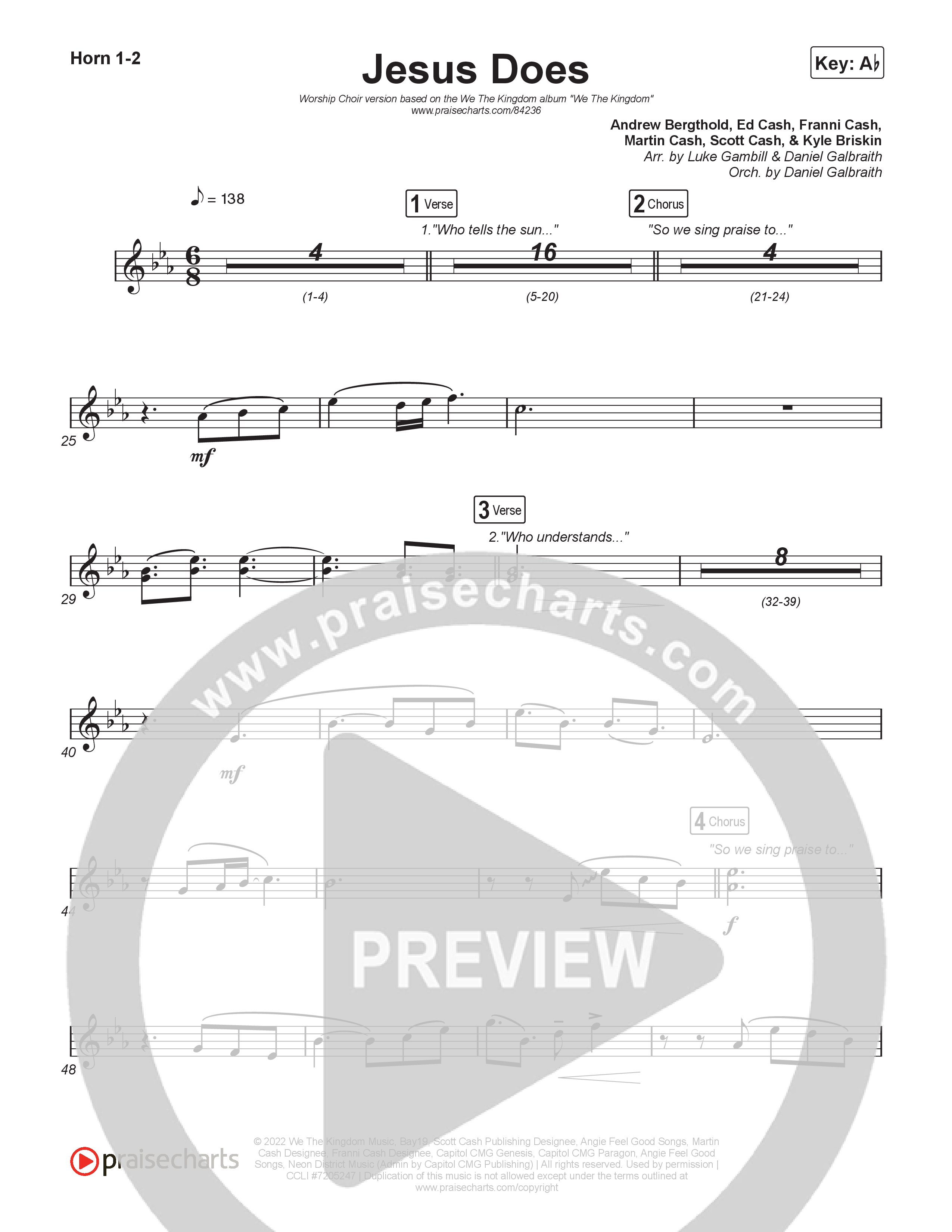 Jesus Does (Worship Choir/SAB) Brass Pack (We The Kingdom / Arr. Luke Gambill)
