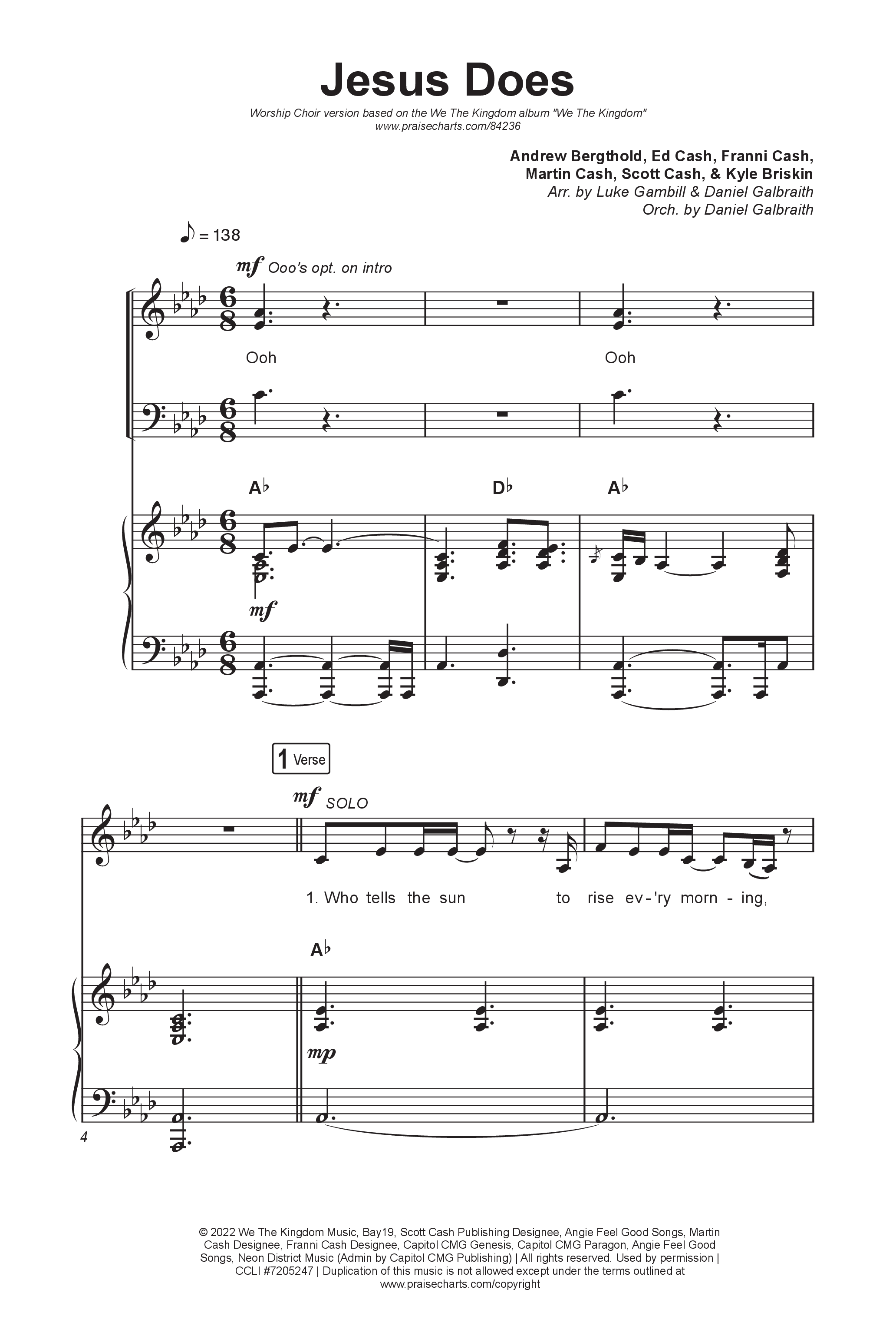 Jesus Does (Worship Choir/SAB) Octavo (SAB & Pno) (We The Kingdom / Arr. Luke Gambill)