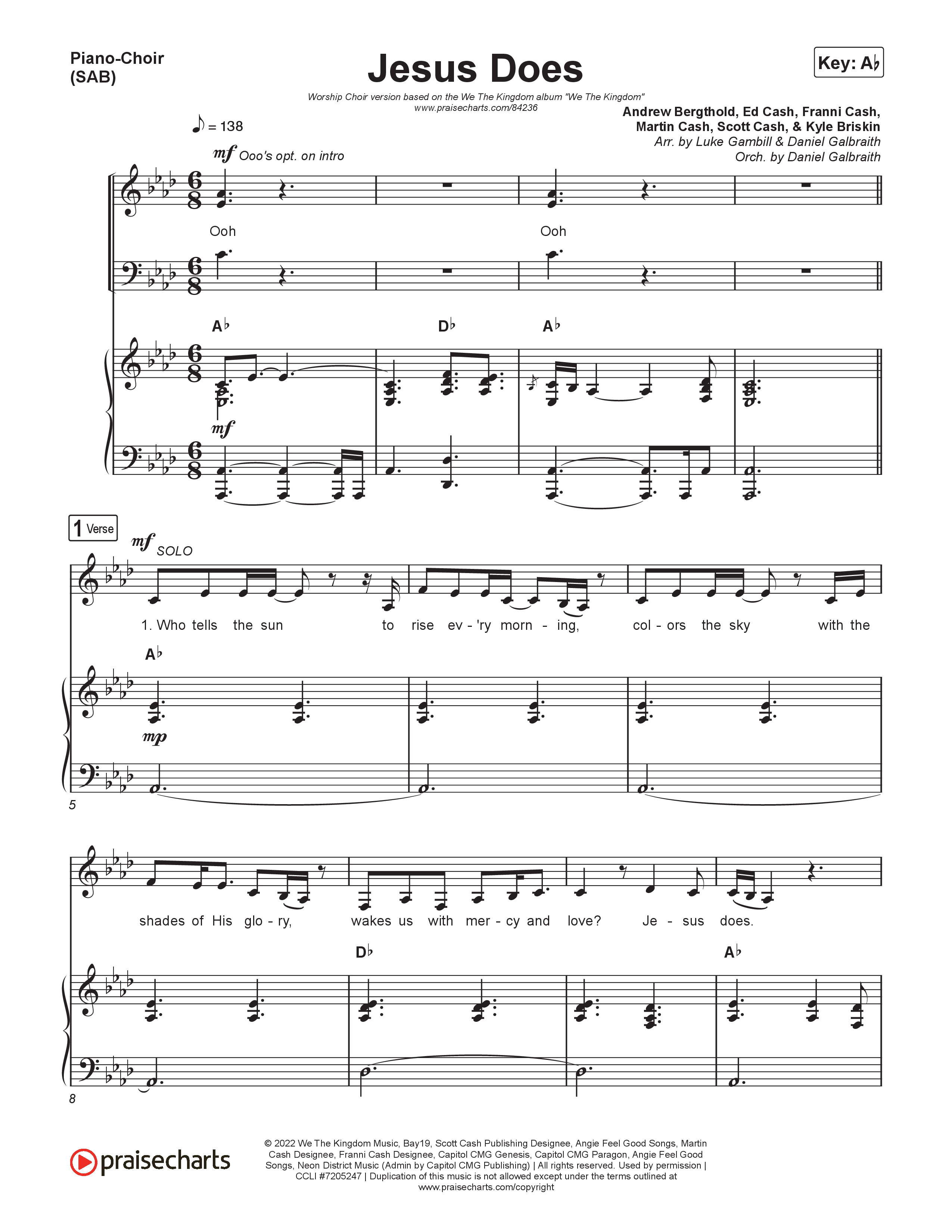 Jesus Does (Worship Choir/SAB) Piano/Choir (SAB) (We The Kingdom / Arr. Luke Gambill)