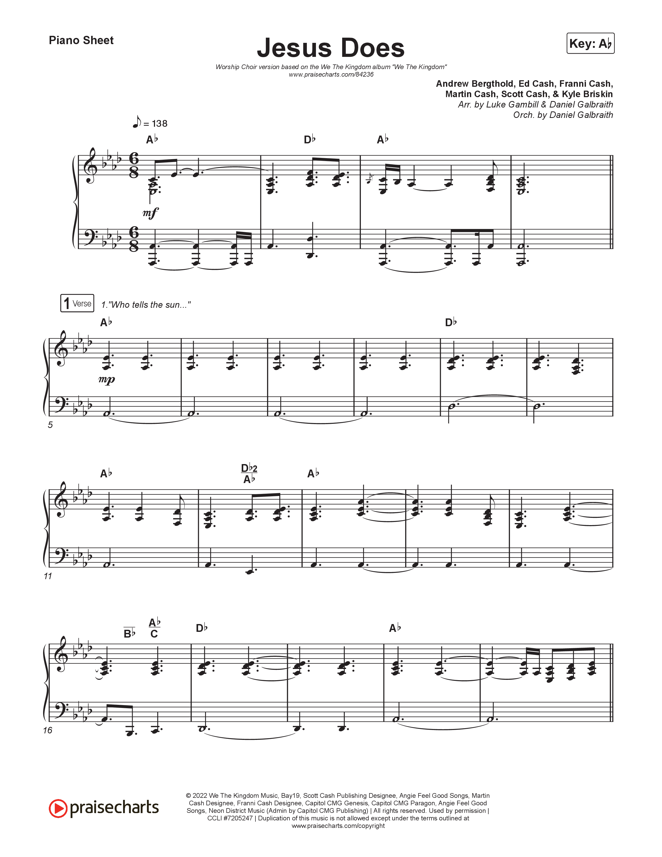 Jesus Does (Worship Choir/SAB) Piano Sheet (We The Kingdom / Arr. Luke Gambill)