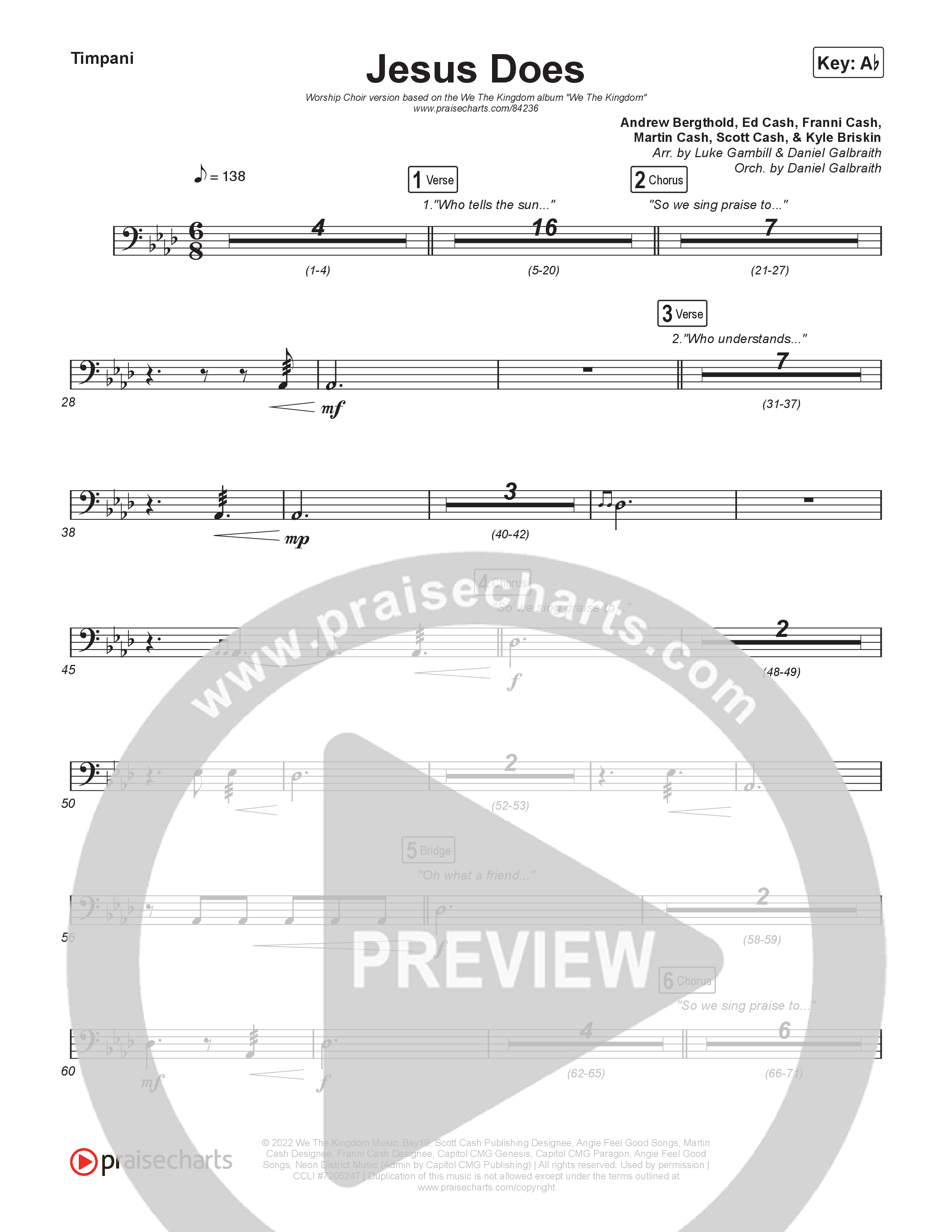 Jesus Does (Worship Choir/SAB) Timpani (We The Kingdom / Arr. Luke Gambill)