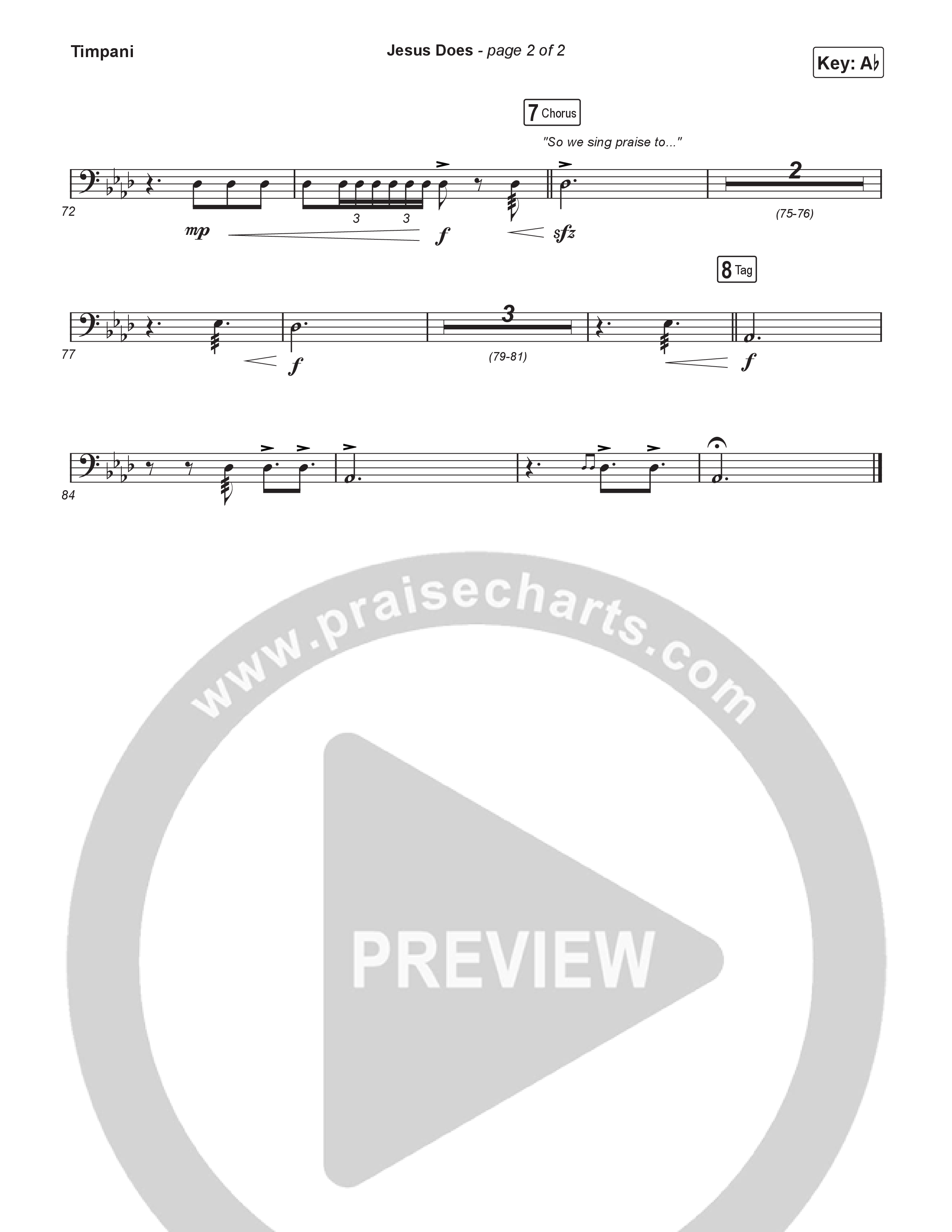 Jesus Does (Worship Choir/SAB) Timpani (We The Kingdom / Arr. Luke Gambill)