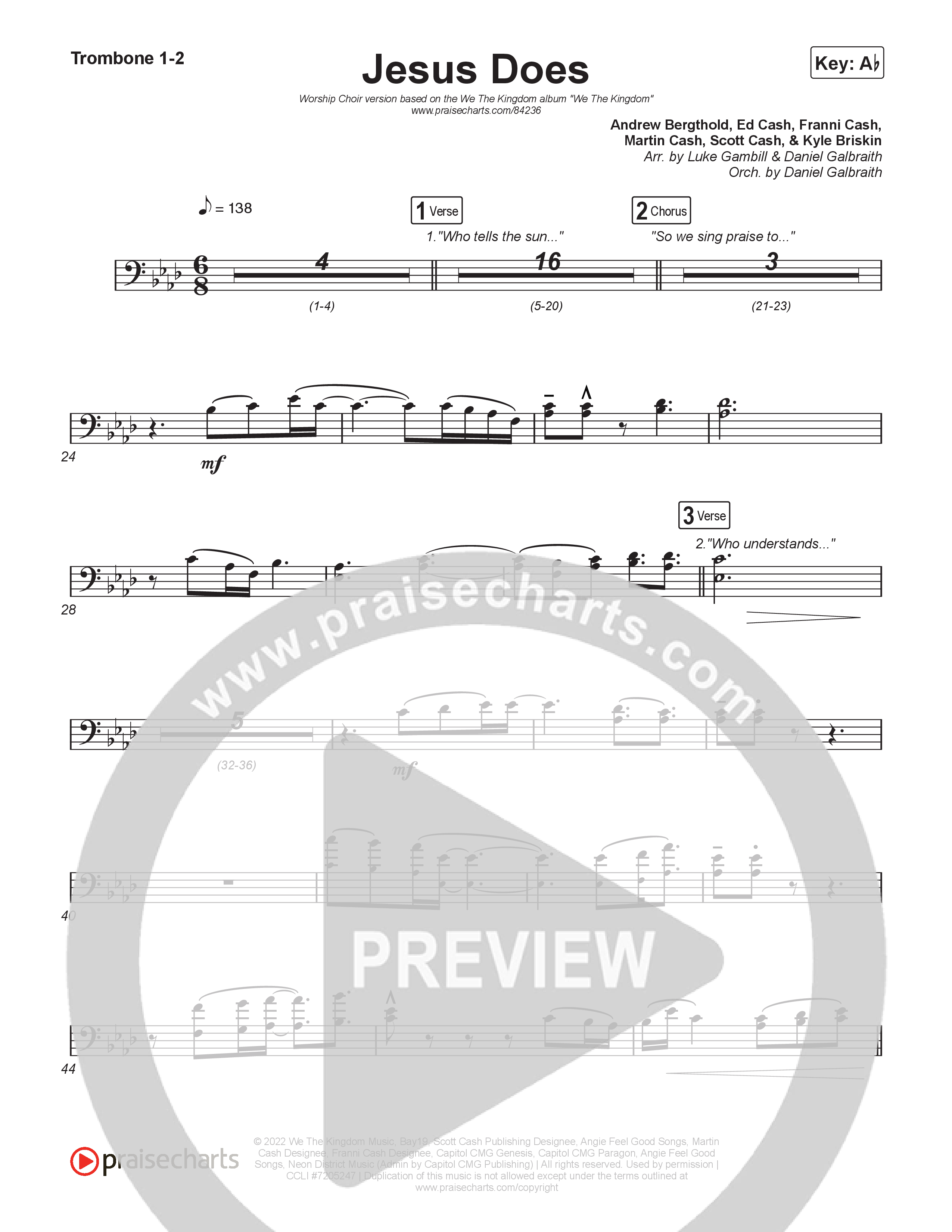 Jesus Does (Worship Choir/SAB) Trombone 1/2 (We The Kingdom / Arr. Luke Gambill)