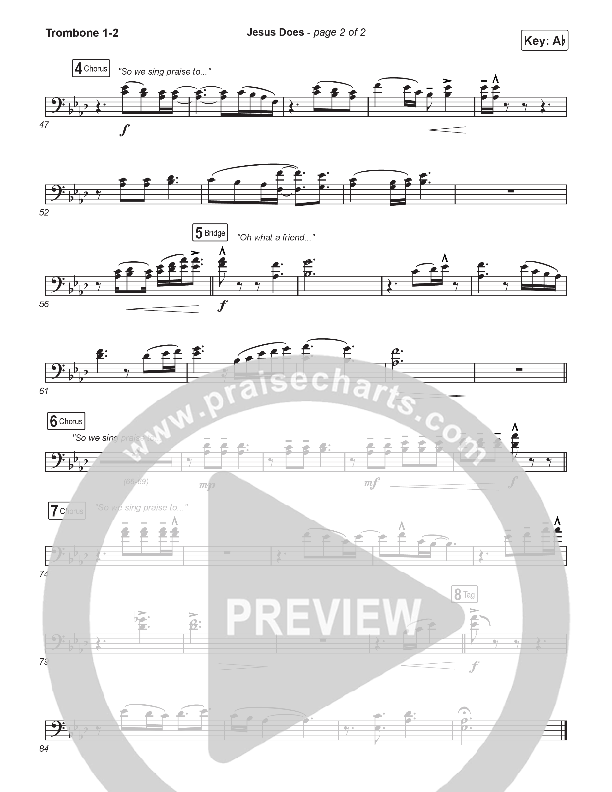 Jesus Does (Worship Choir/SAB) Trombone 1/2 (We The Kingdom / Arr. Luke Gambill)