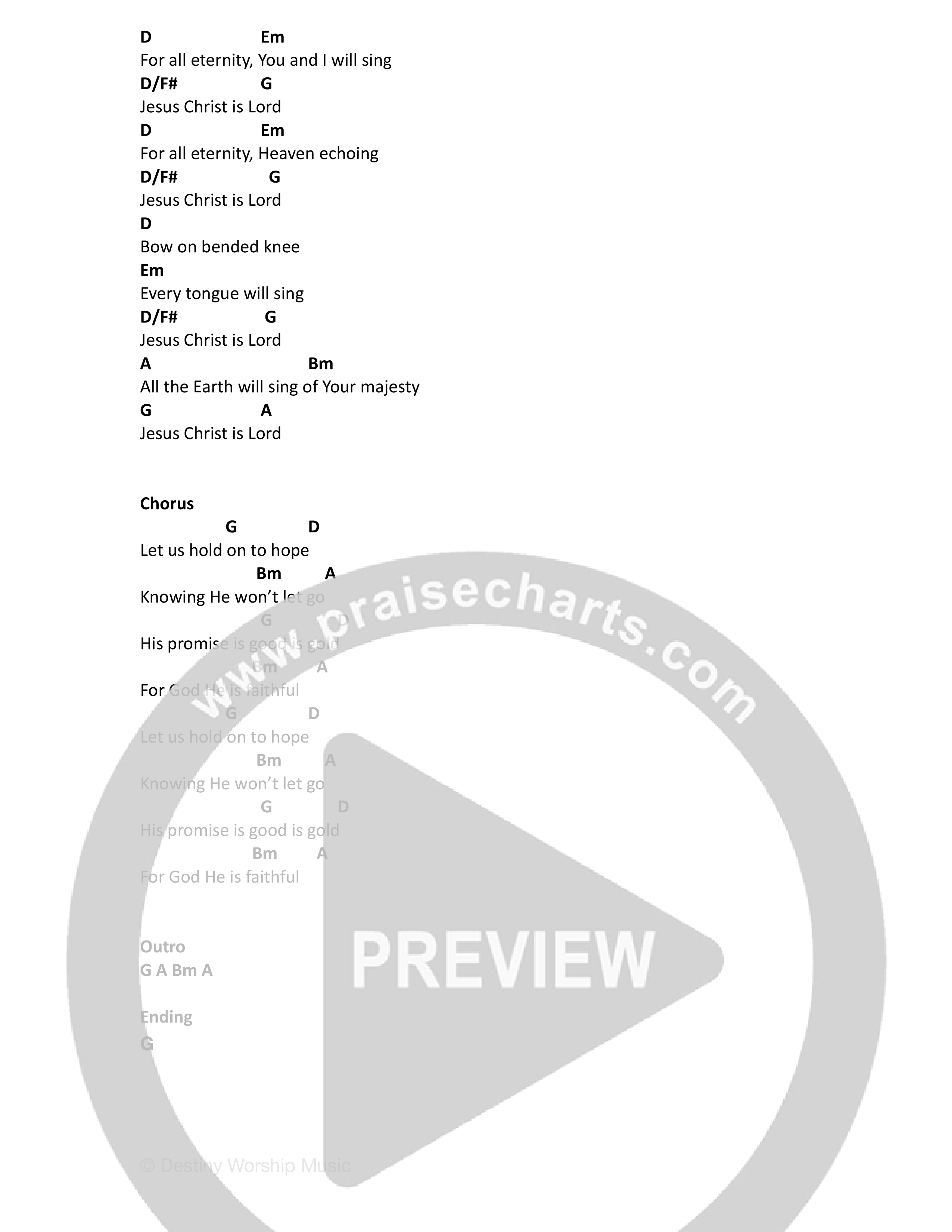 Good As Gold (Live) Chord Chart (Destiny Worship Music)
