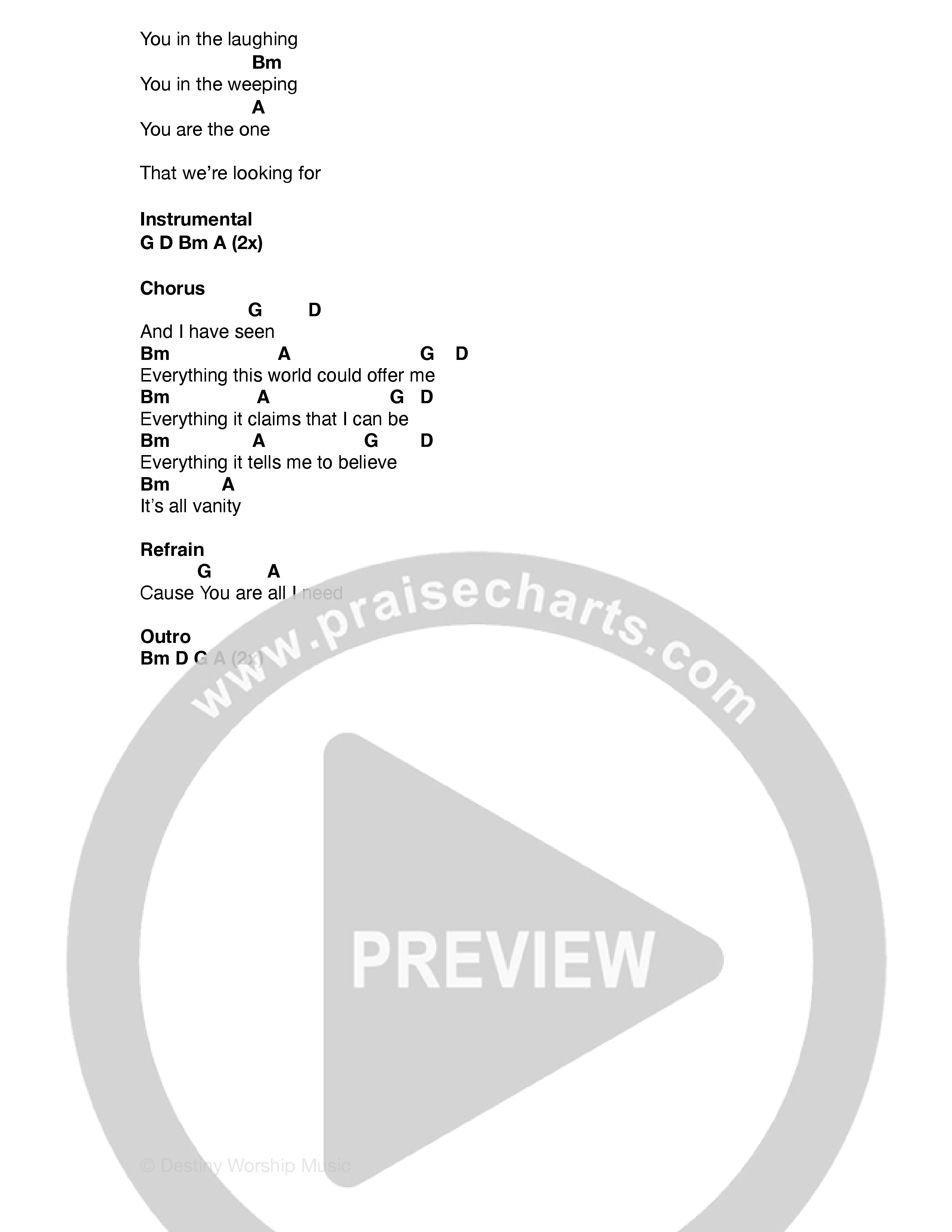 The Answer (Live) Chord Chart (Destiny Worship Music)