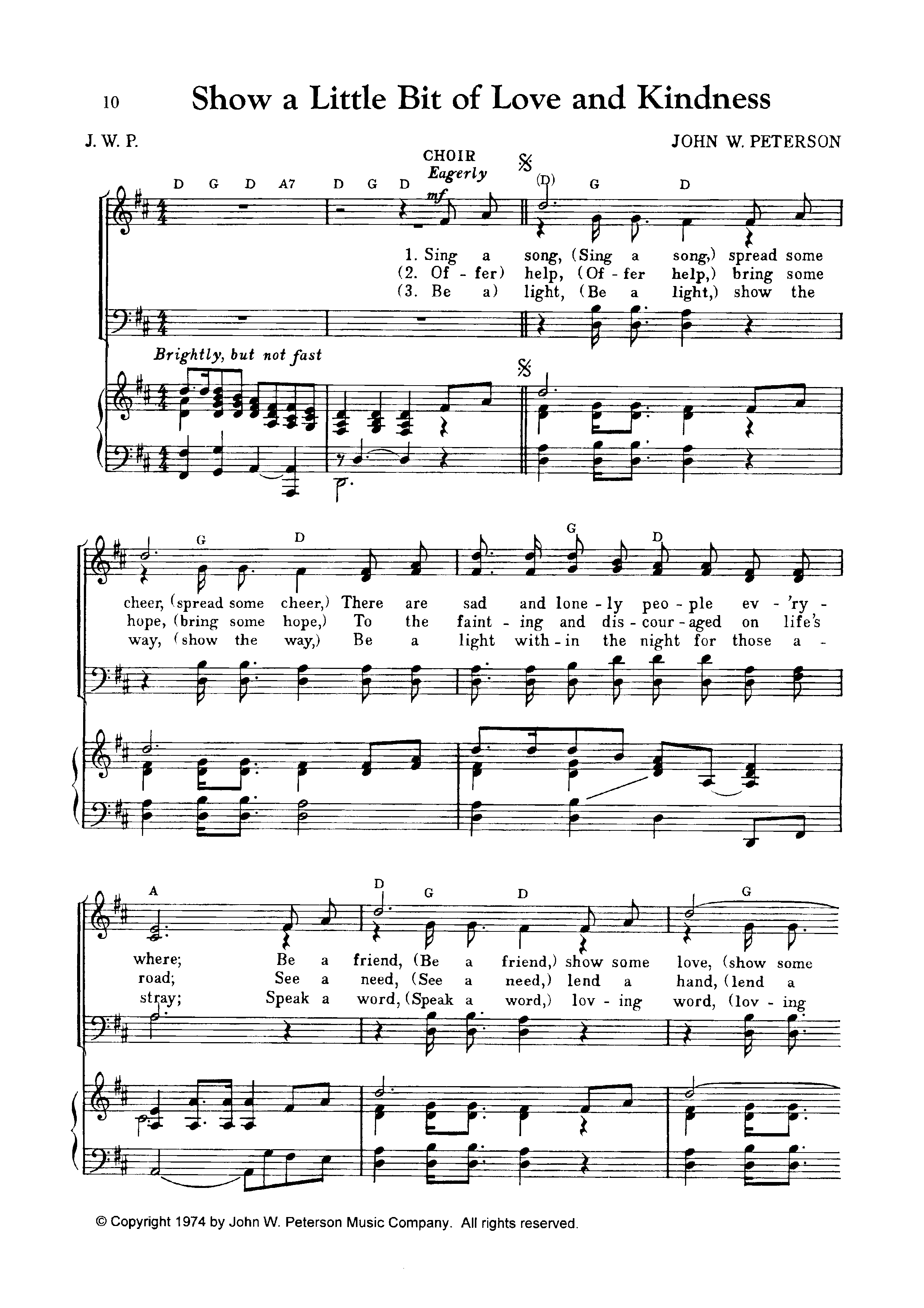 Show A Little Bit Of Love And Kindness (Choral Anthem SATB) Anthem (SATB/Piano) (John W. Peterson)