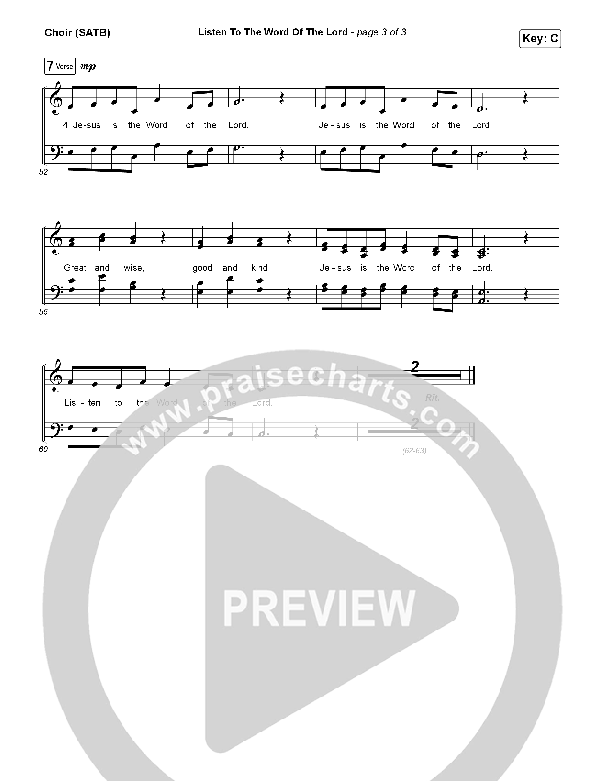 Listen To The Word Of The Lord Choir Sheet (SATB) (The Getty Girls / Keith & Kristyn Getty / Jordan Kauflin)