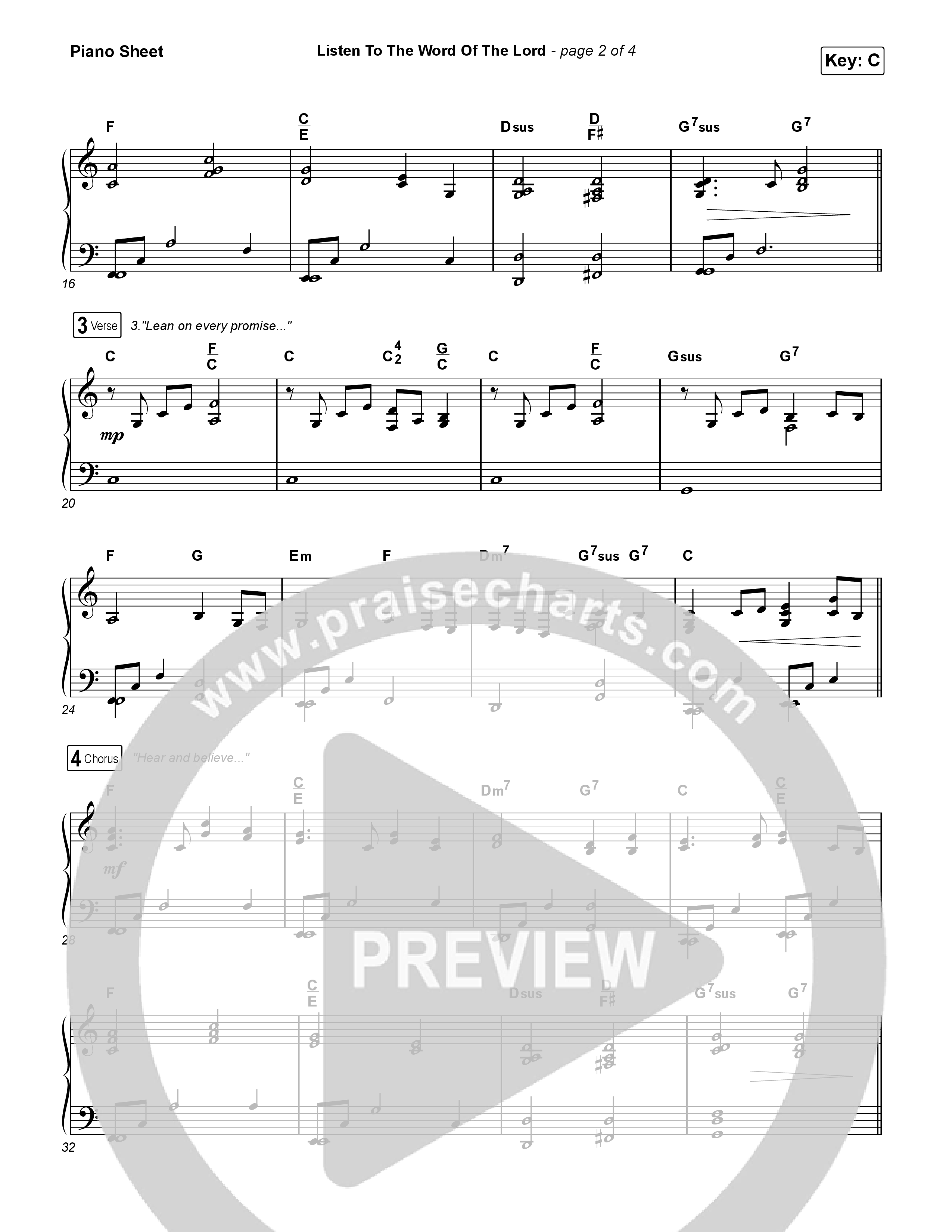 Listen To The Word Of The Lord Piano Sheet (The Getty Girls / Keith & Kristyn Getty / Jordan Kauflin)