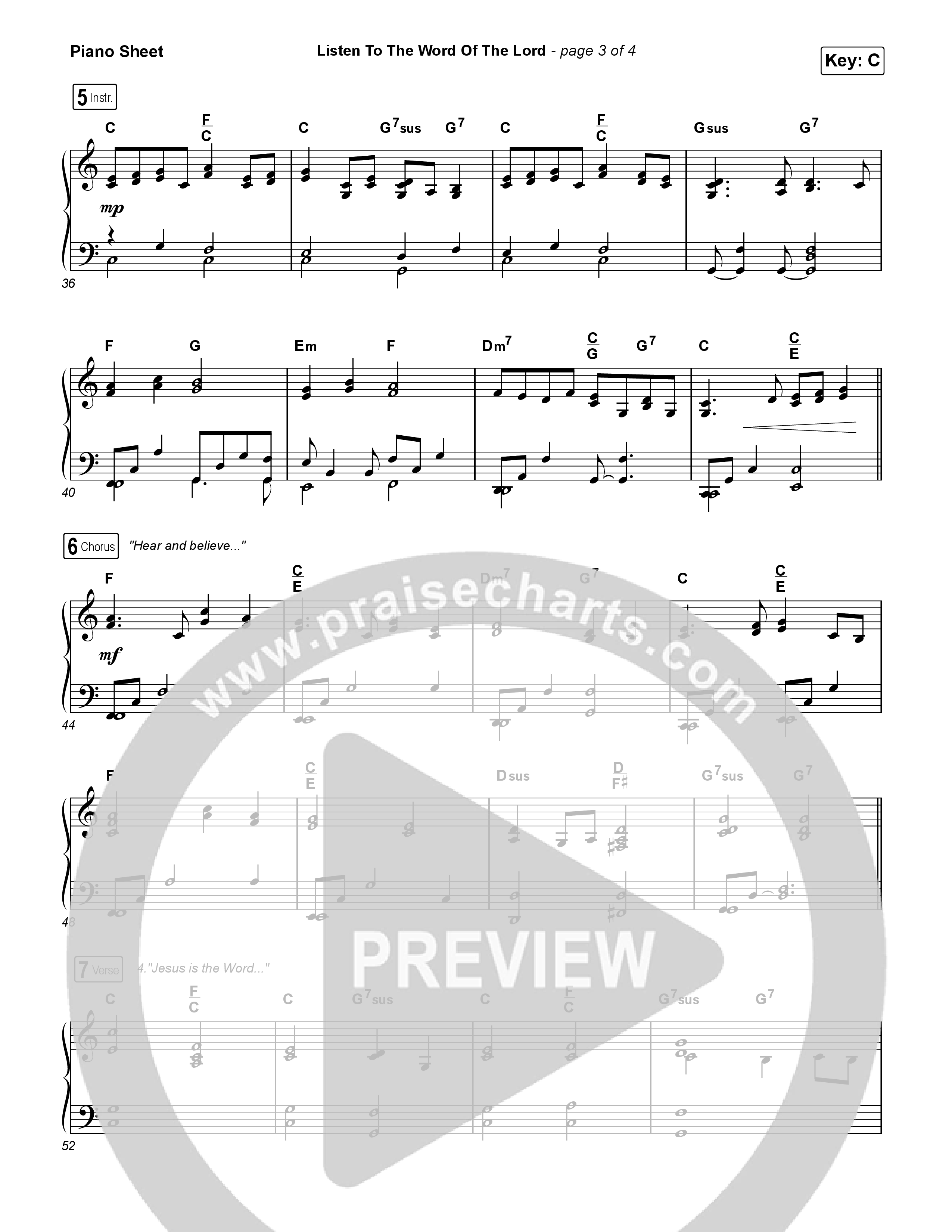 Listen To The Word Of The Lord Piano Sheet (The Getty Girls / Keith & Kristyn Getty / Jordan Kauflin)