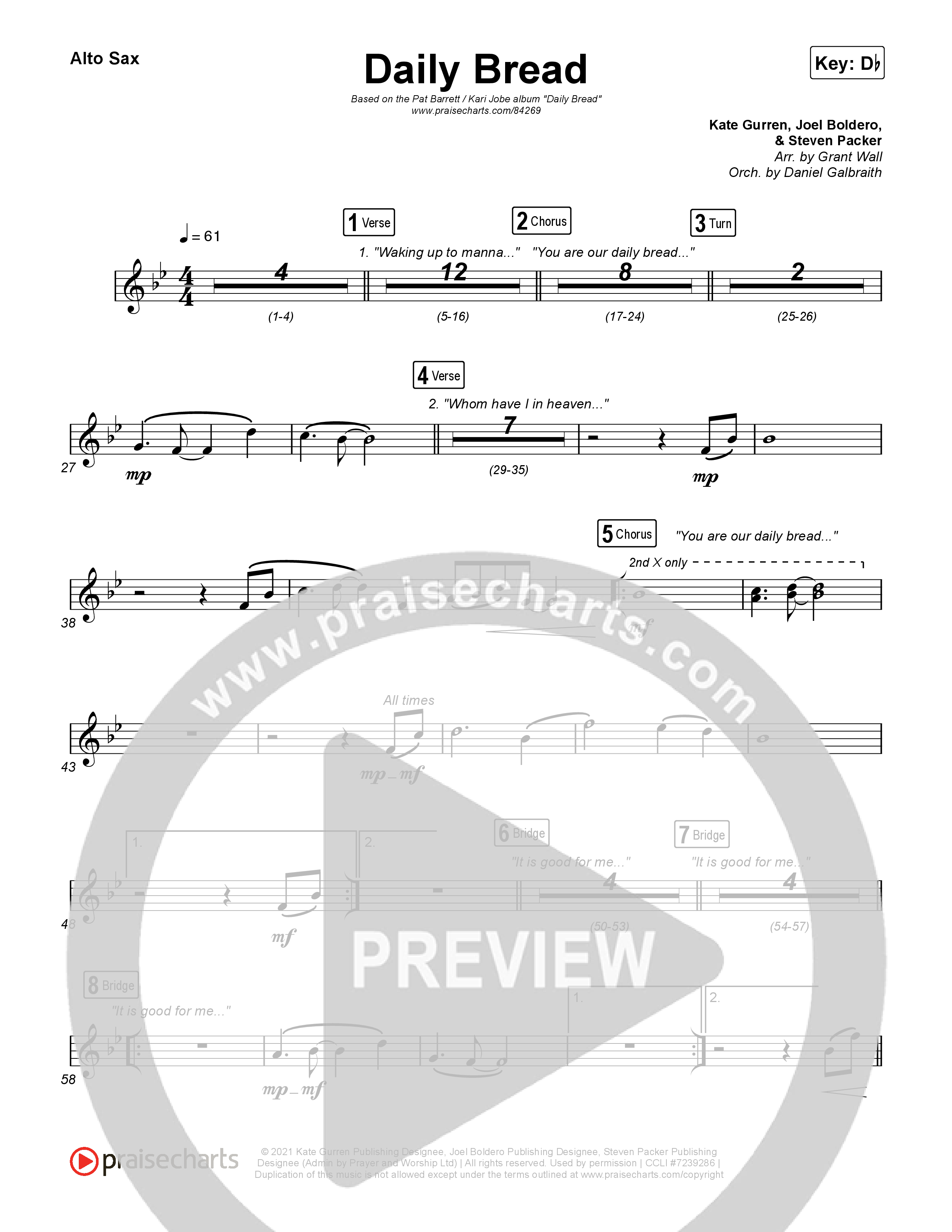 Daily Bread Alto Sax (Pat Barrett / Kari Jobe)