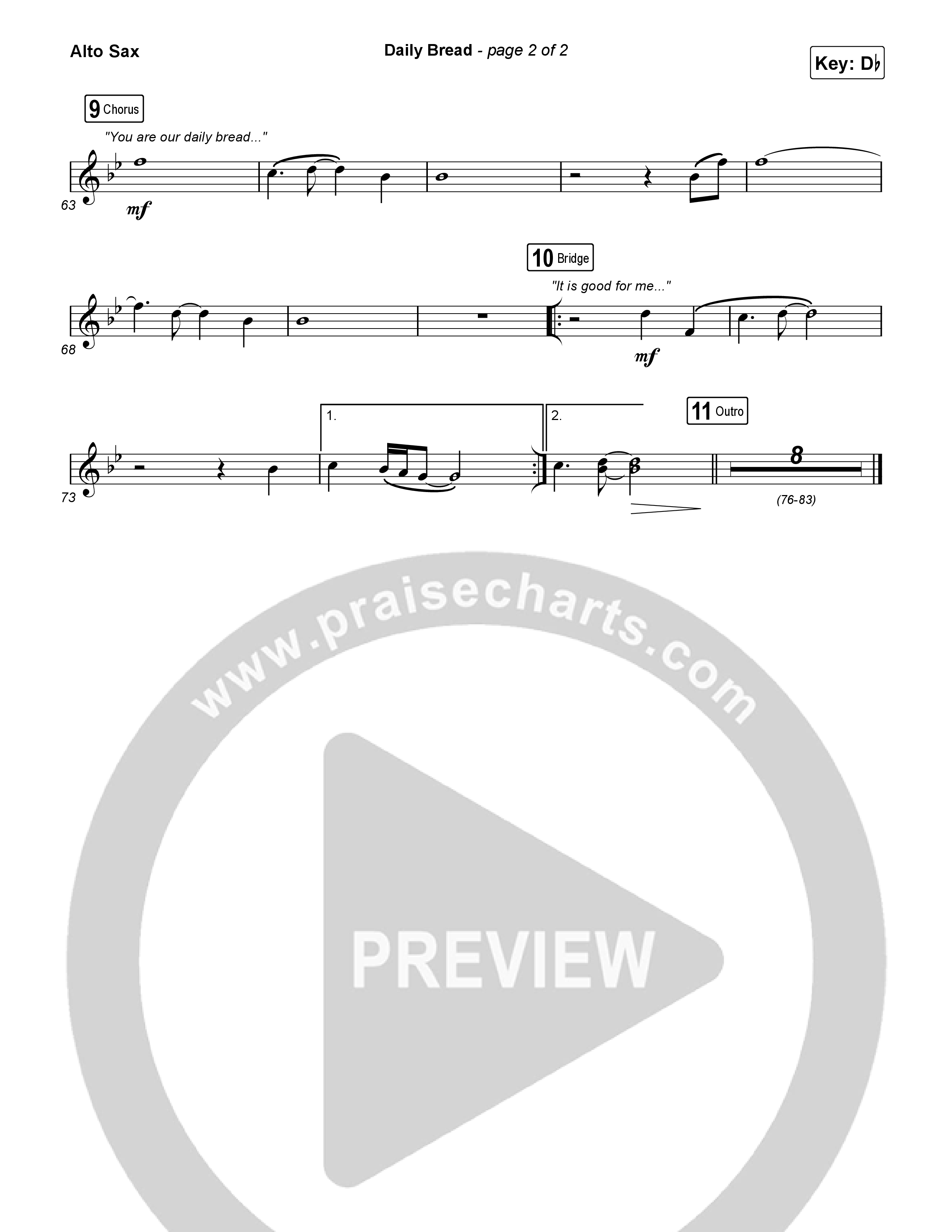 Daily Bread Alto Sax (Pat Barrett / Kari Jobe)