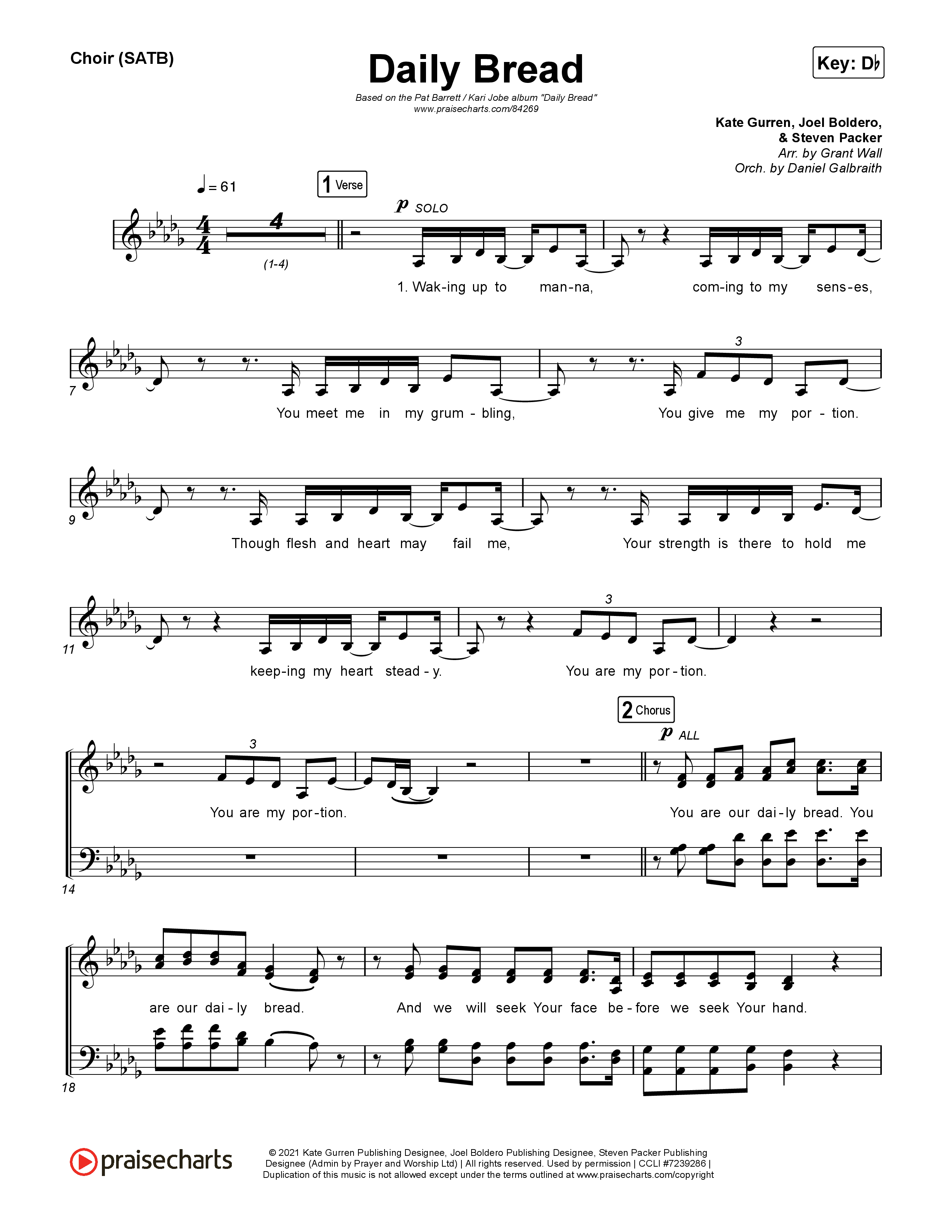 Daily Bread Choir Sheet (SATB) (Pat Barrett / Kari Jobe)