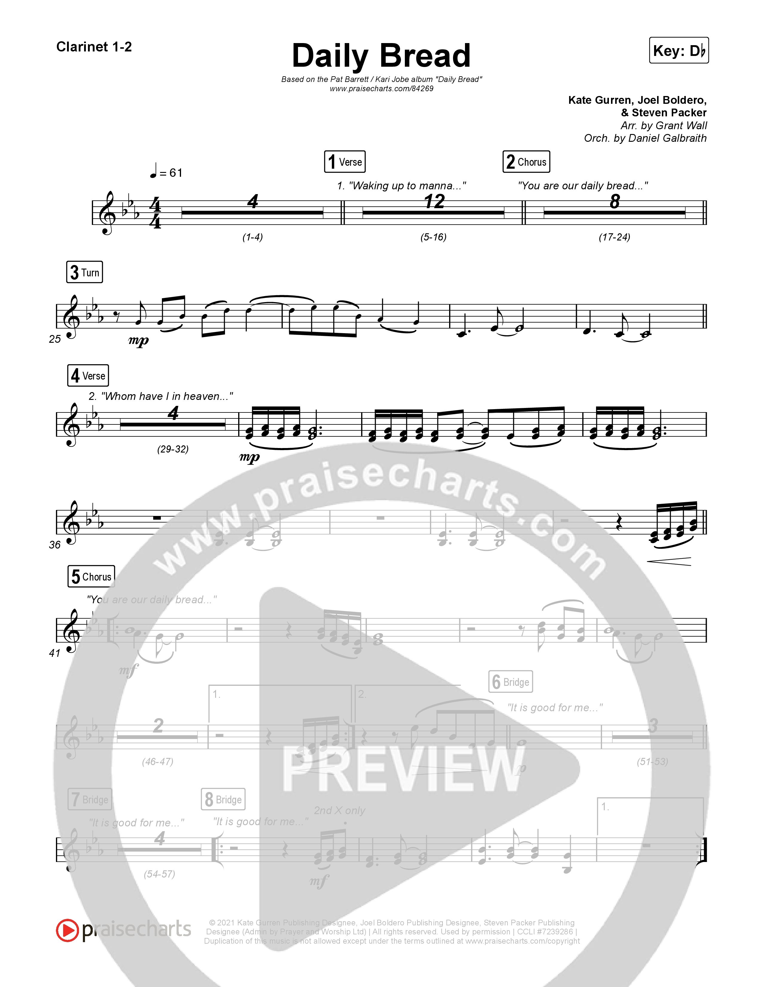 Daily Bread Clarinet 1/2 (Pat Barrett / Kari Jobe)